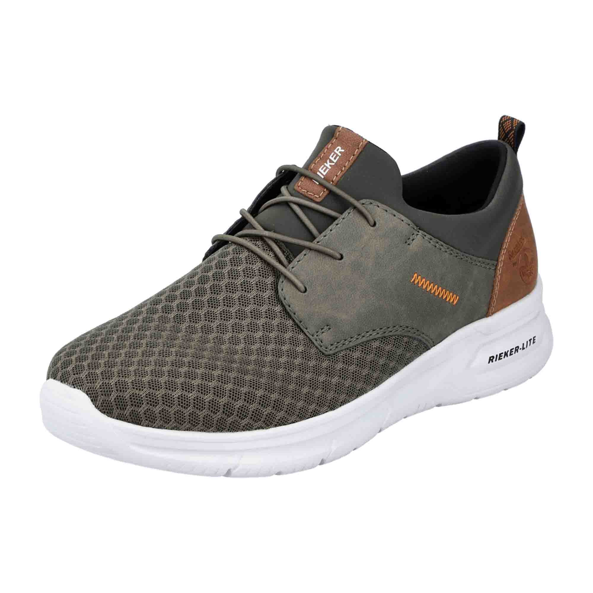 Rieker Men's Green Slip-On Shoes with Elastic and Cushioned Sole