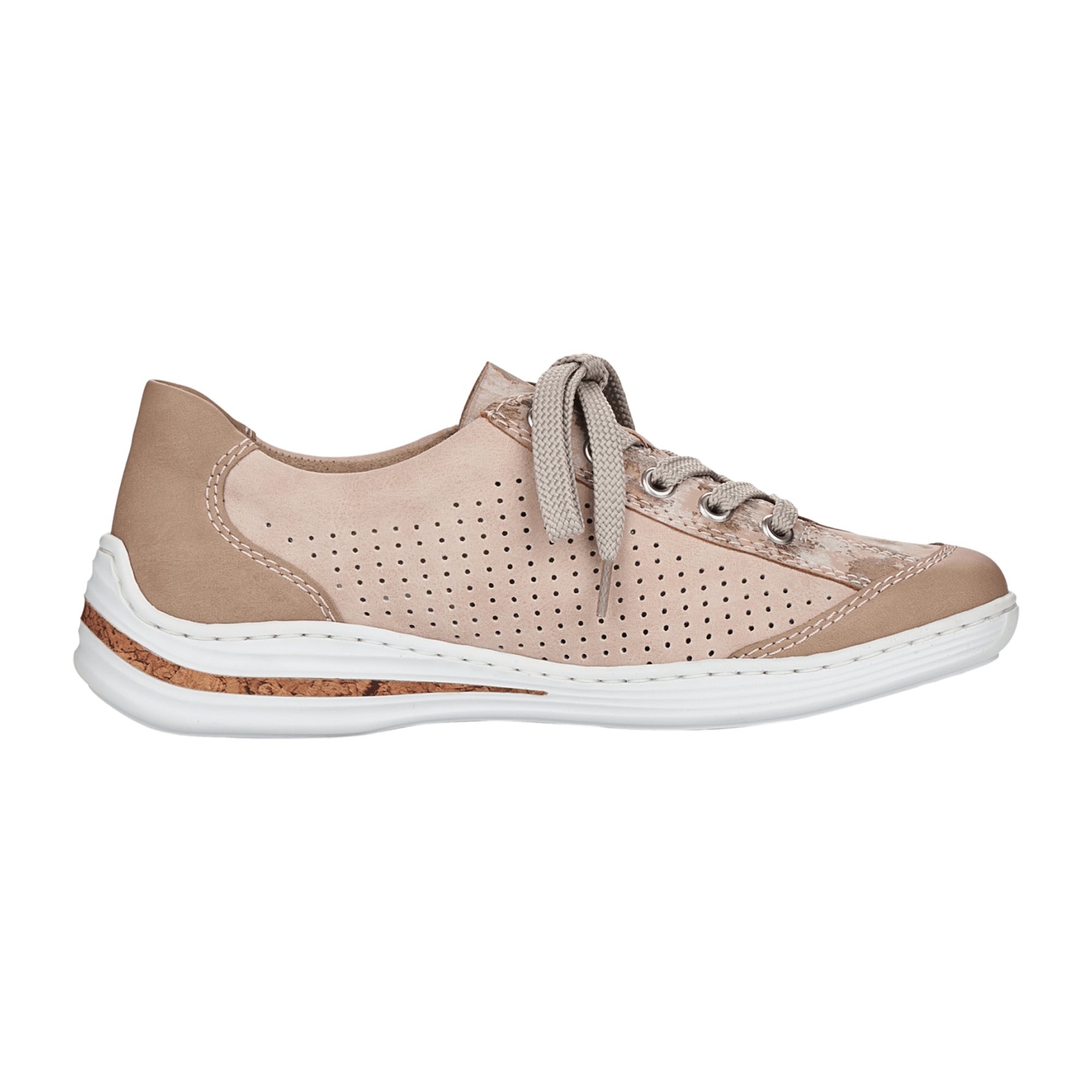Rieker Women's Casual Pink Lace-Up Shoes Comfortable Lightweight Design