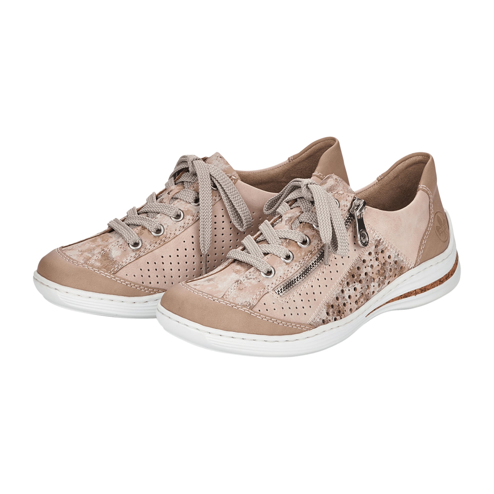 Rieker Women's Casual Pink Lace-Up Shoes Comfortable Lightweight Design