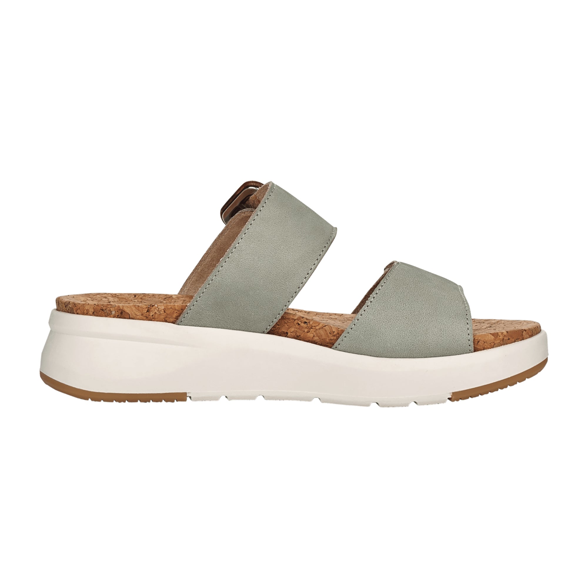 Remonte Women's Green Leather Sandals with Wedge Heel and Velcro Strap