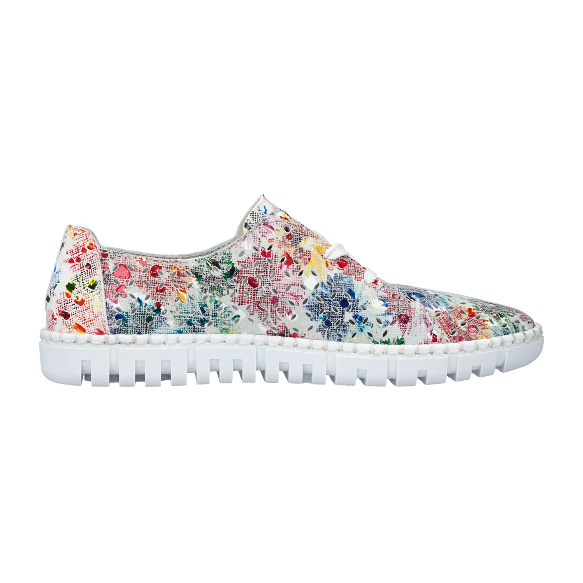 Rieker Comfortable Lace-Up Leather Shoes for Women, Multicolor, Sahara Zimbabwe