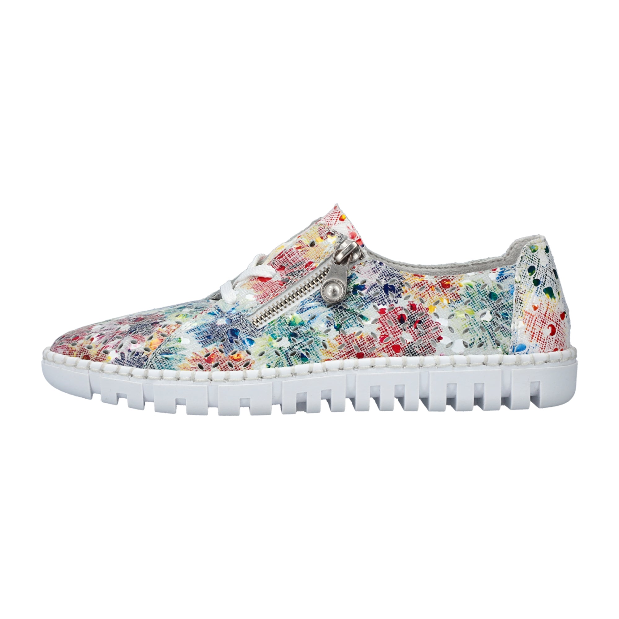 Rieker Comfortable Lace-Up Leather Shoes for Women, Multicolor, Sahara Zimbabwe