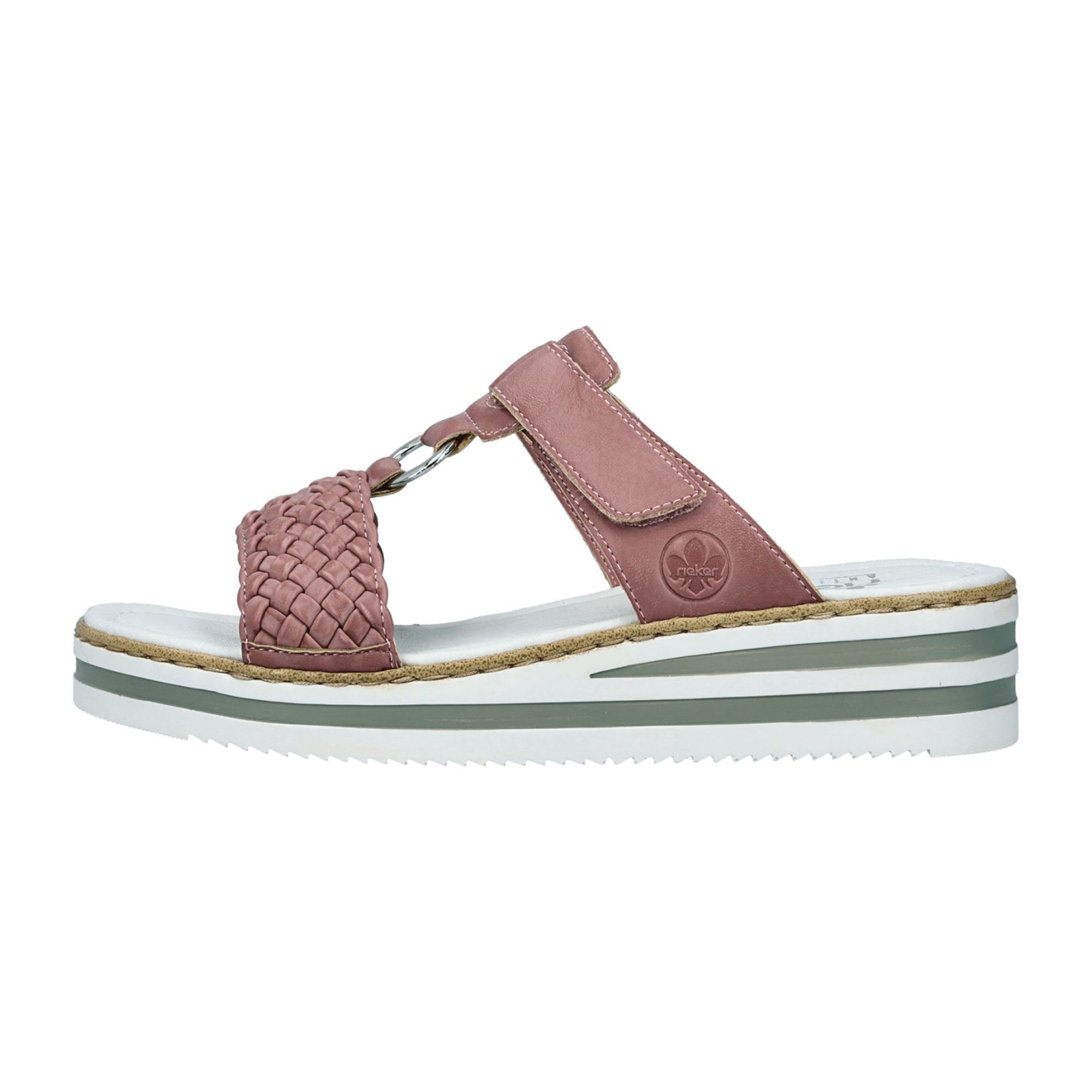 Rieker Women's Comfort Slip-On Sandals Pink with Wedge Heel Open Toe