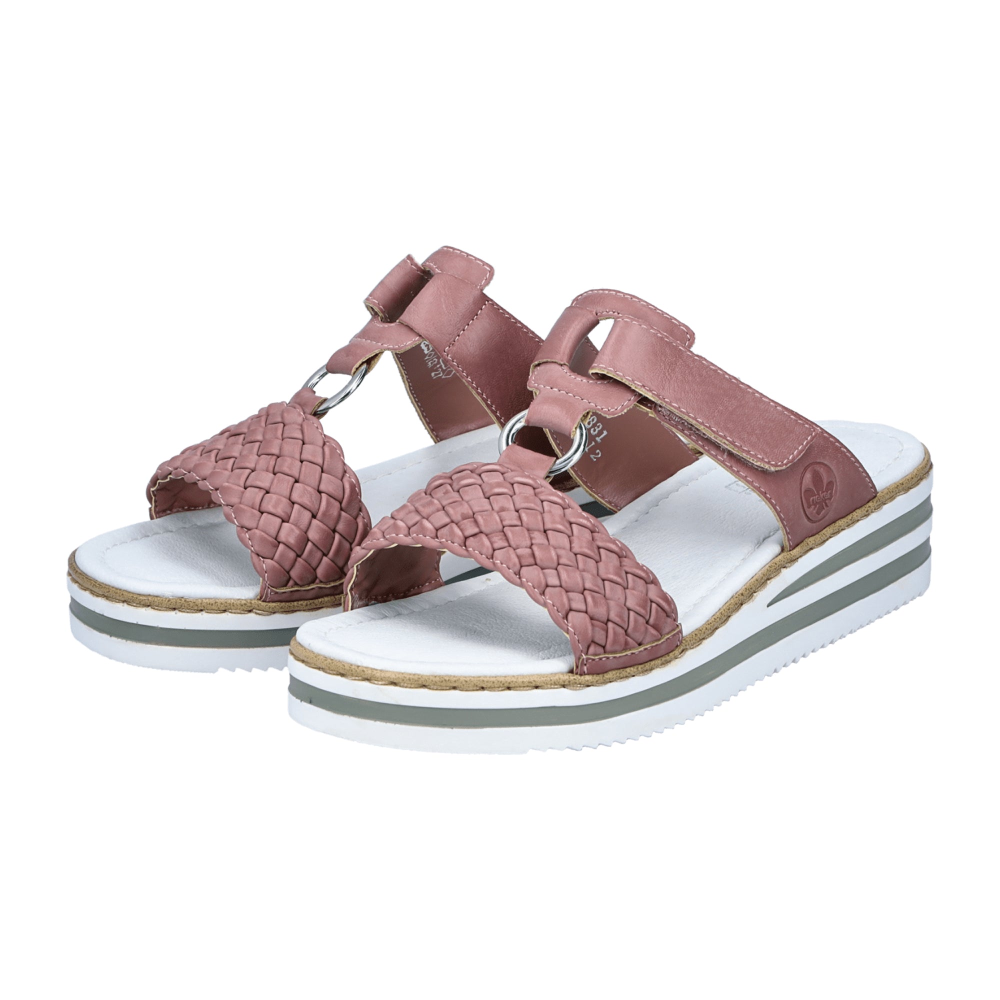 Rieker Women's Comfort Slip-On Sandals Pink with Wedge Heel Open Toe