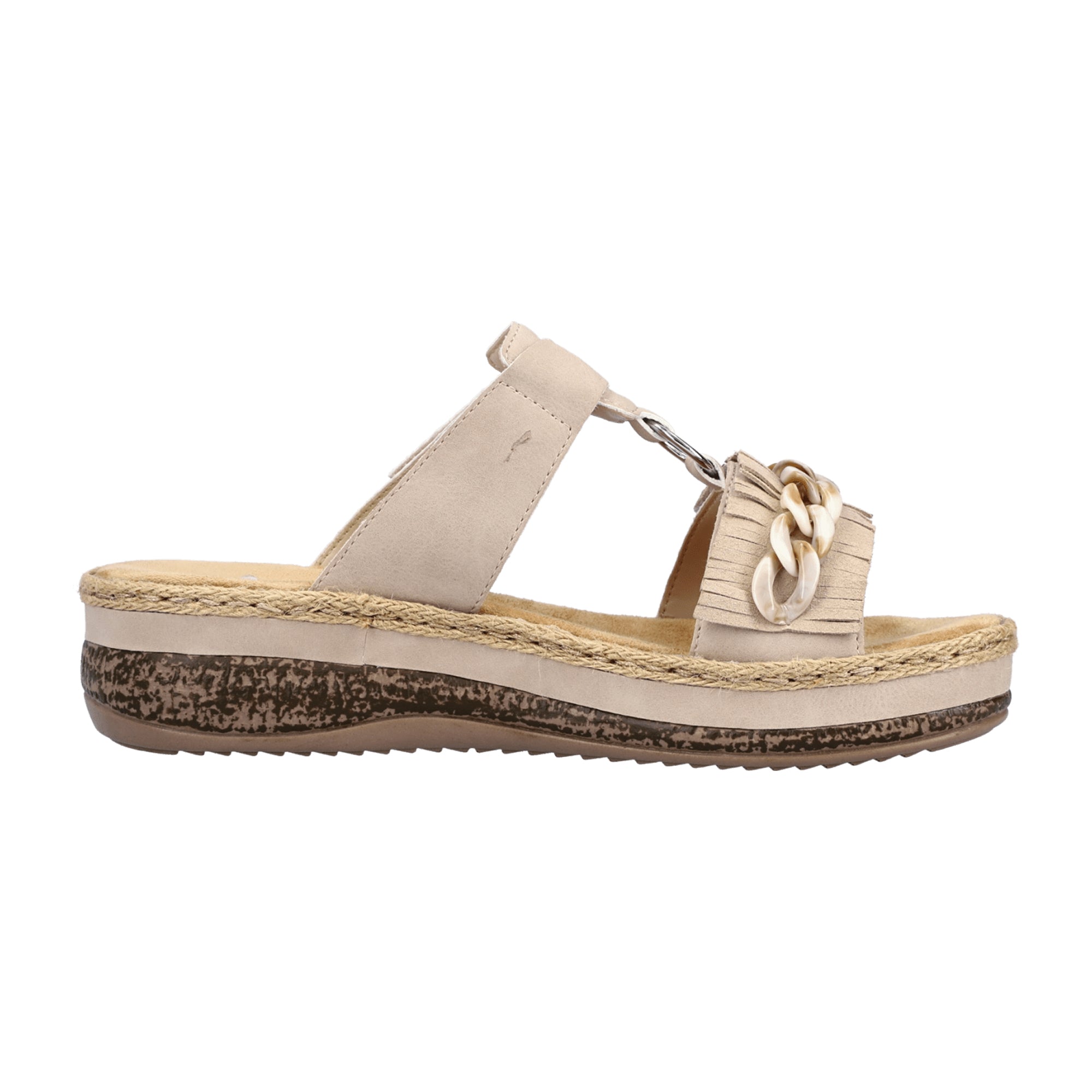 Rieker FSK Beige Women's Sandals with Velcro Closure and Open Toe