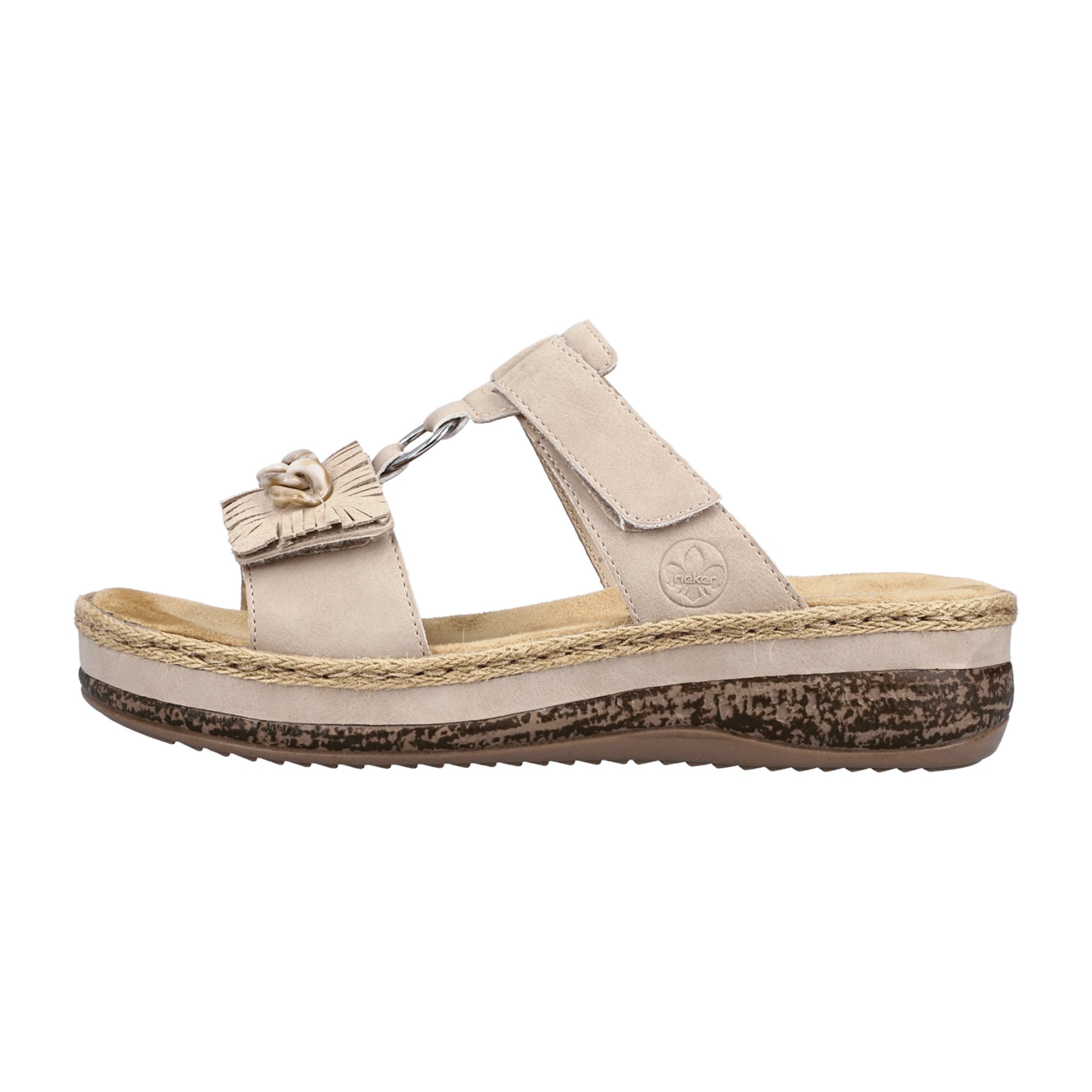 Rieker FSK Beige Women's Sandals with Velcro Closure and Open Toe