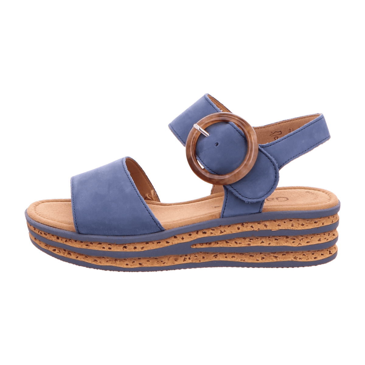 Gabor Women's Wedge Sandals Blue Leather Strap Summer Shoes