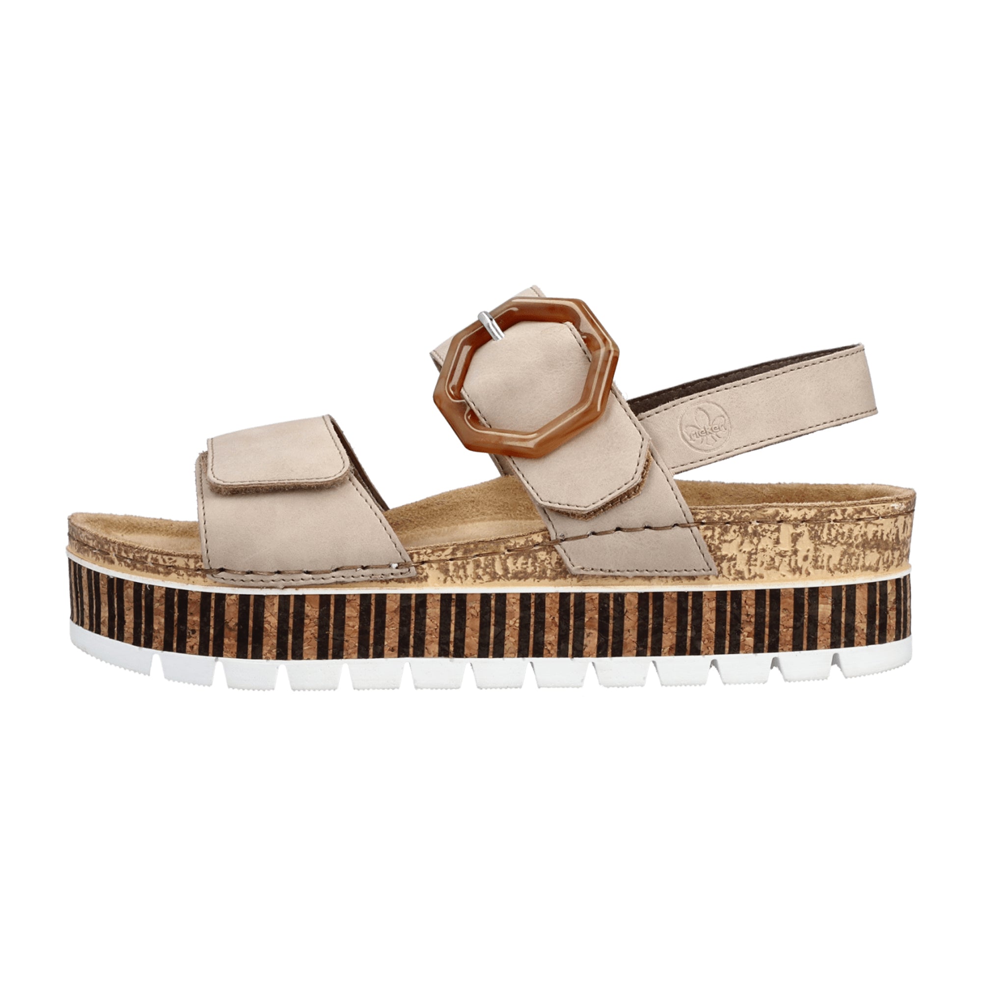 Rieker Women's Beige Platform Sandals Adjustable Straps Comfortable Everyday Wear - Bartel-Shop