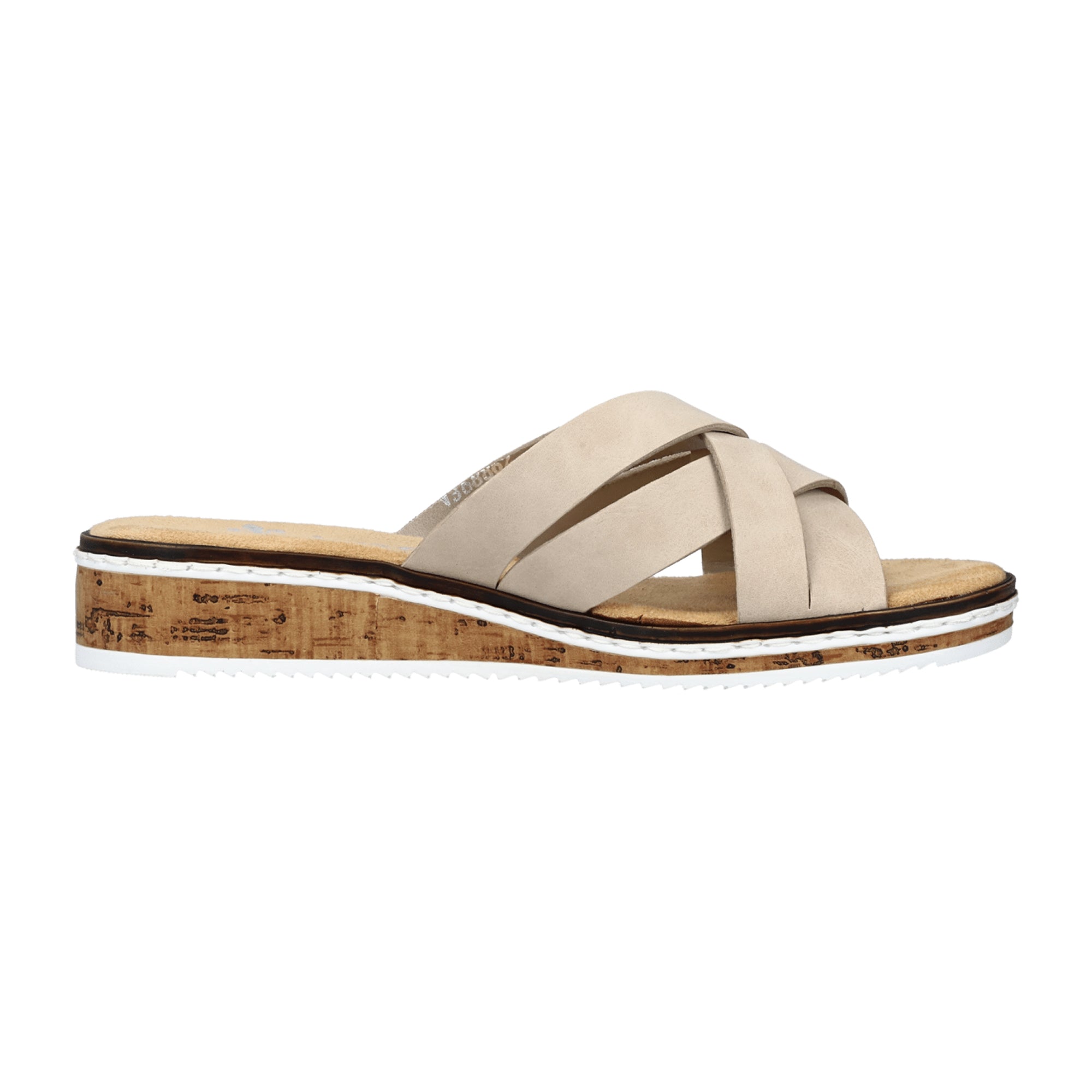 Rieker Beige Women's Sandals V3688-62 Comfortable Slip-On Summer Shoes