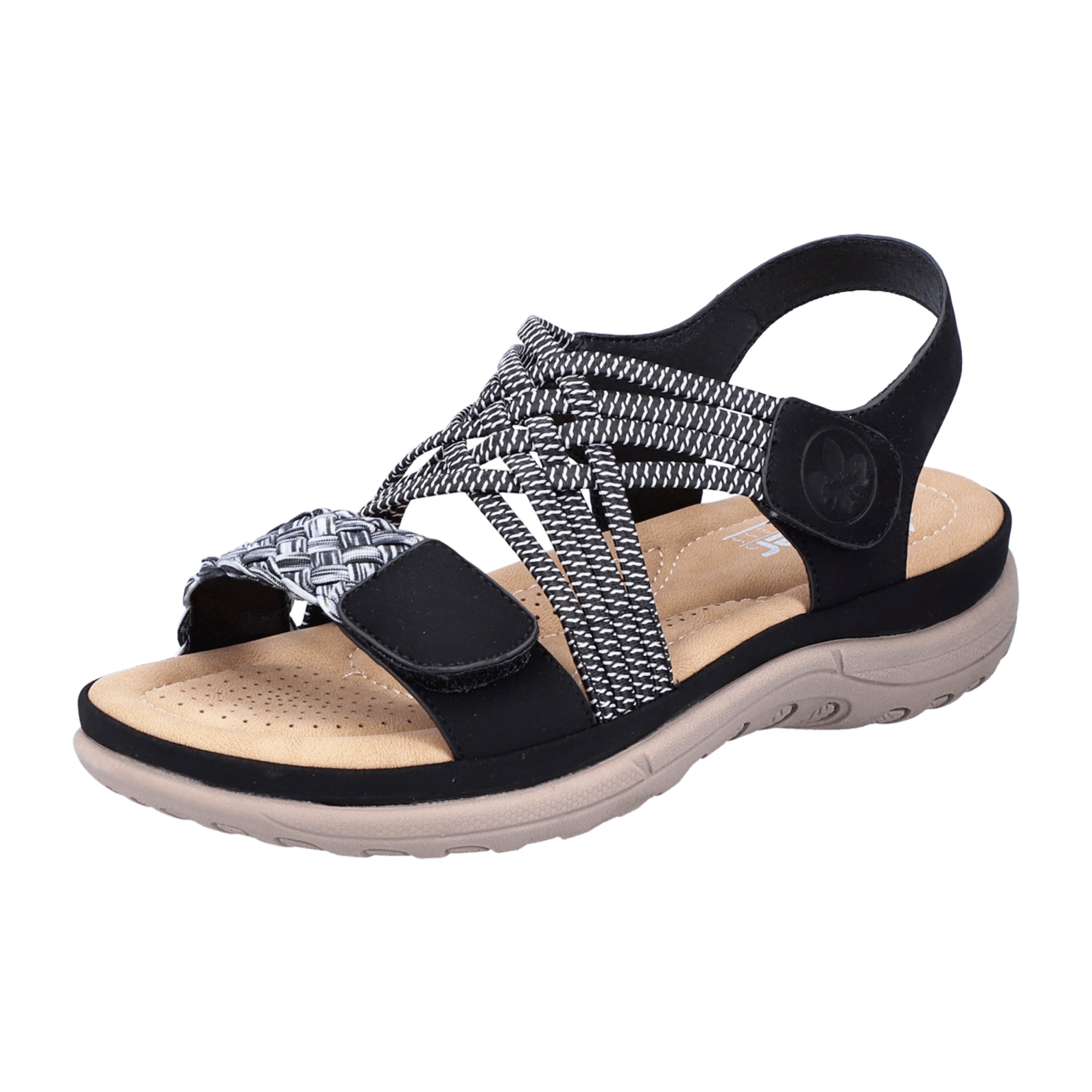 Rieker Black Women's Comfort Sandals V8889/00 with Velcro Closure
