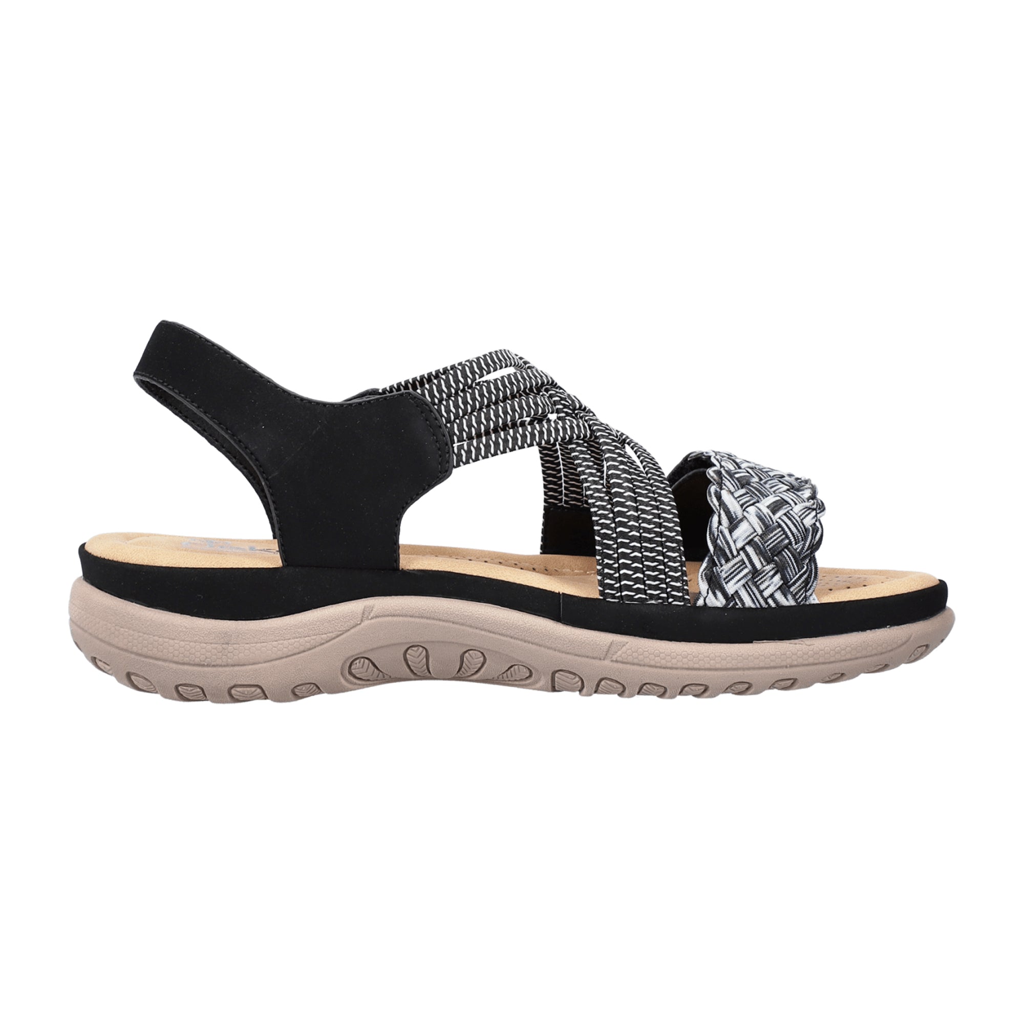 Rieker Black Women's Comfort Sandals V8889/00 with Velcro Closure