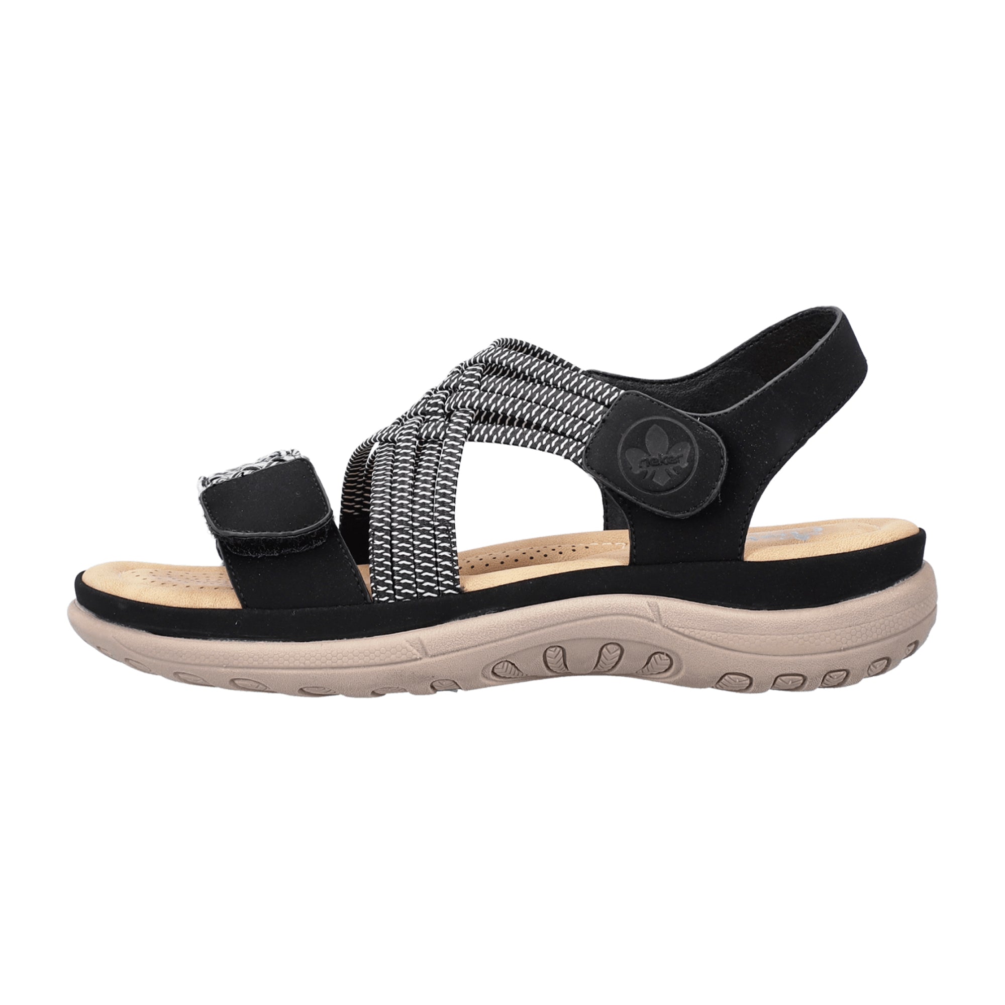 Rieker Black Women's Comfort Sandals V8889/00 with Velcro Closure