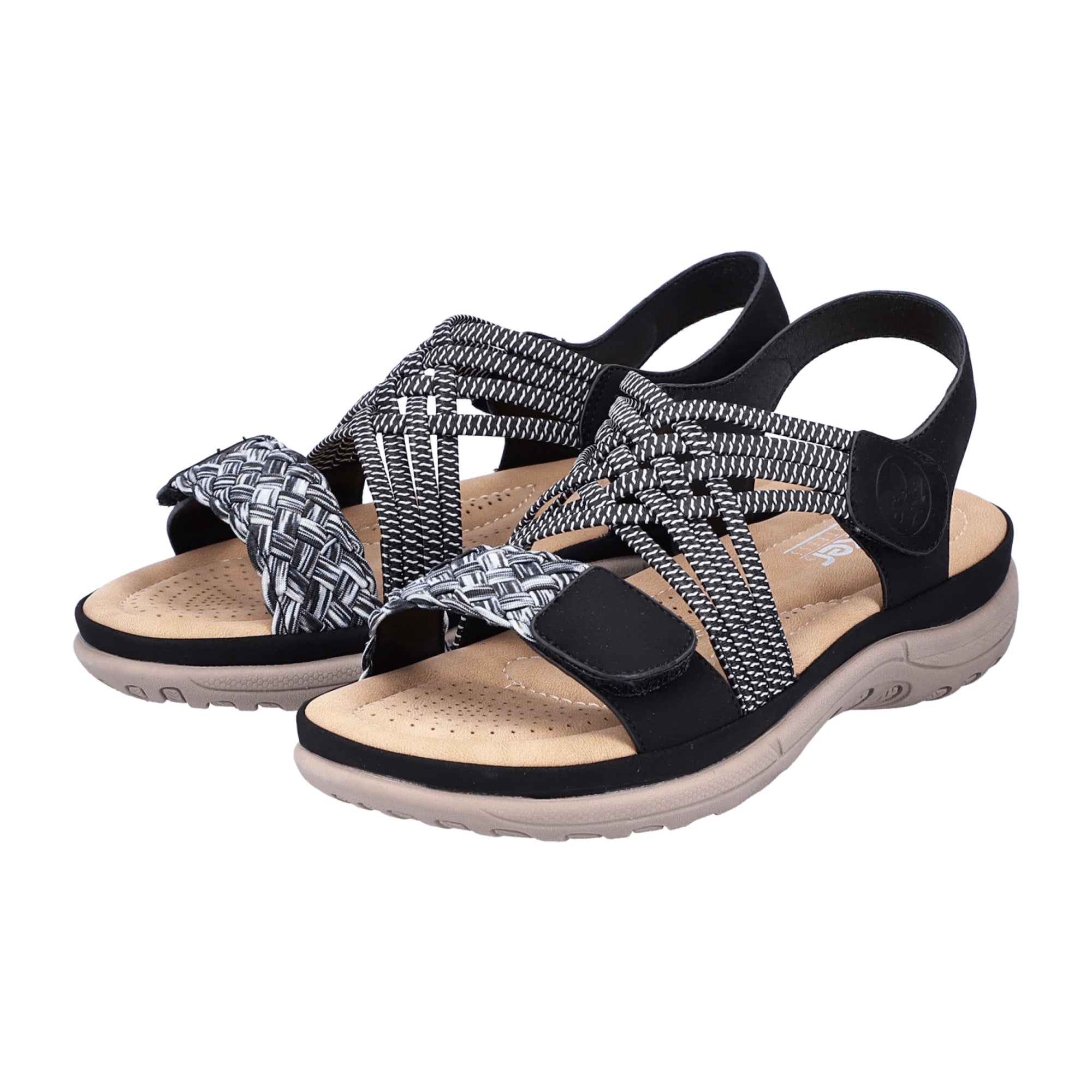 Rieker Black Women's Comfort Sandals V8889/00 with Velcro Closure