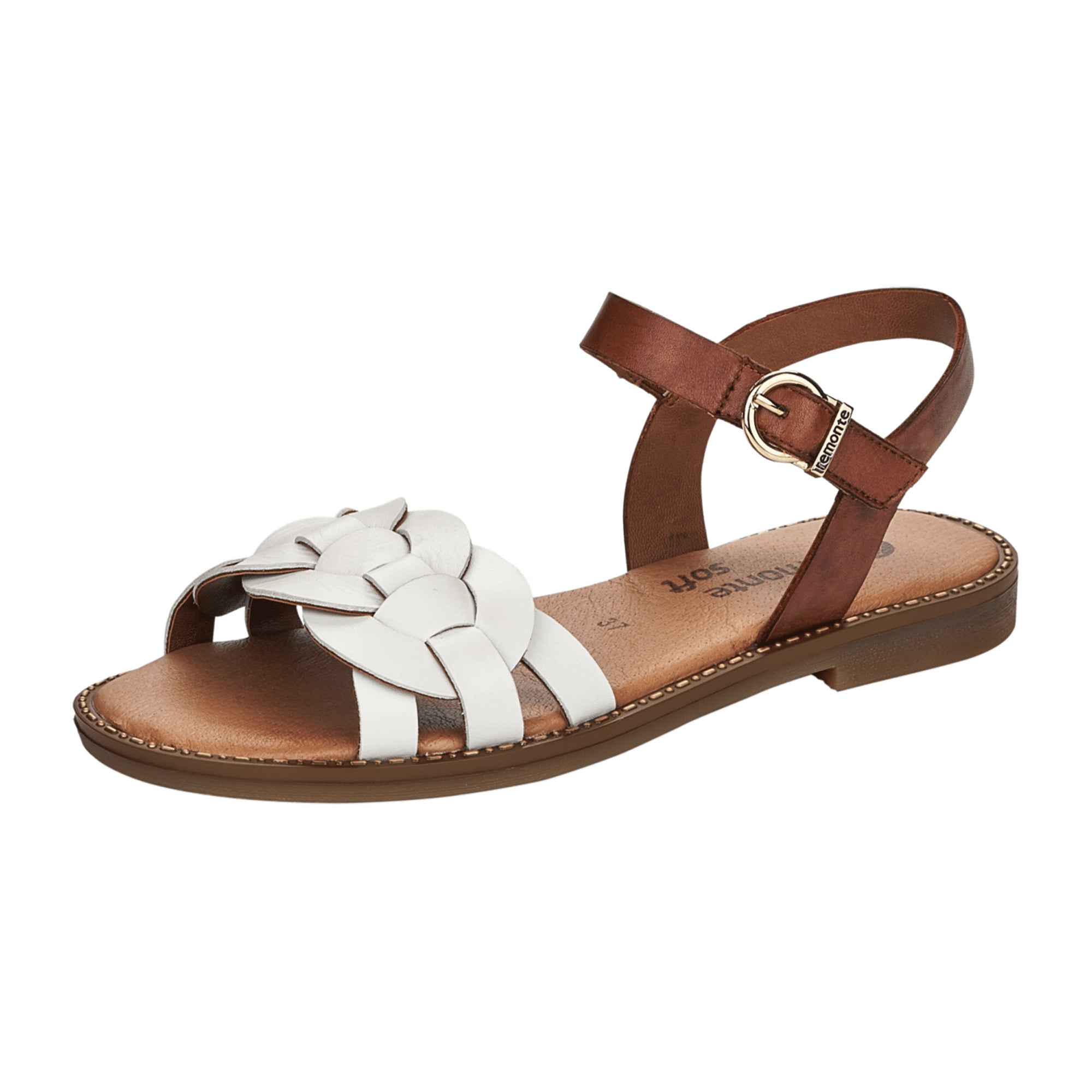 Remonte Women's White Sandals Leather Narrow Fit Spring Summer Buckle Closure