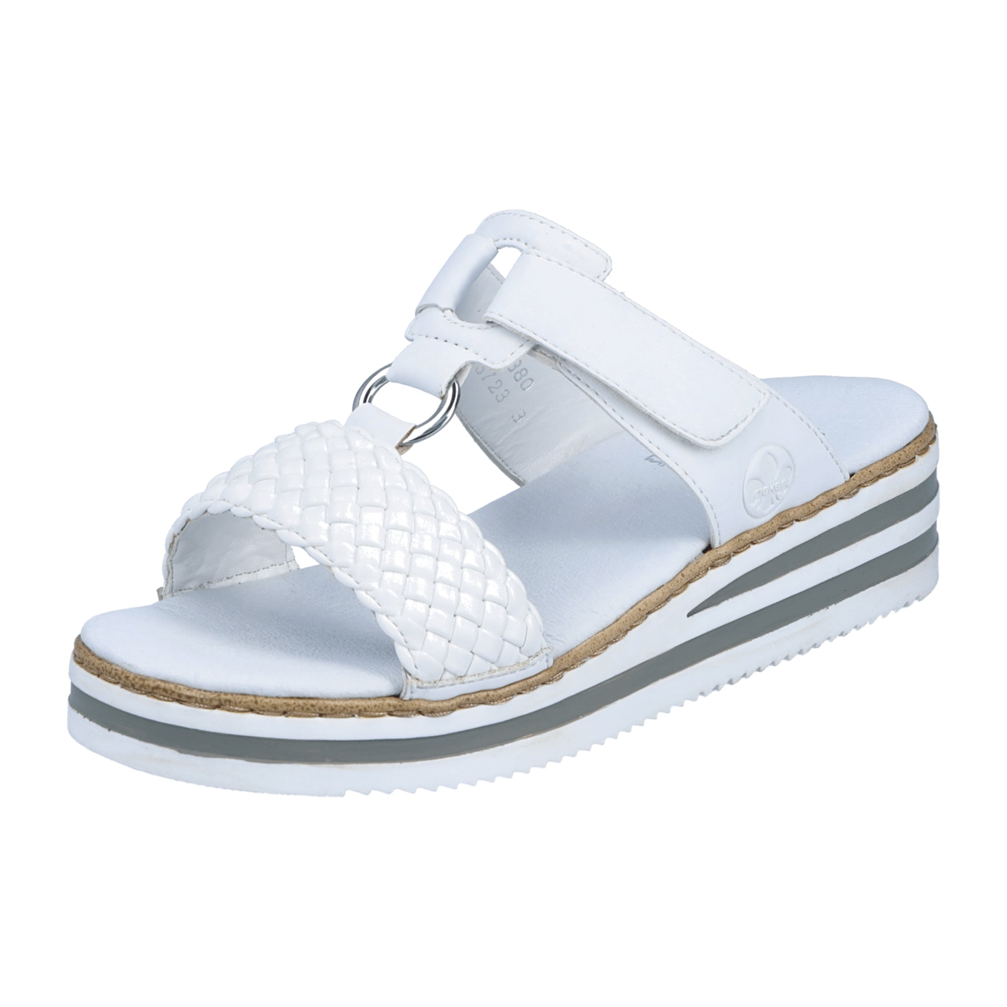 Rieker Women's Comfort Slip-On Sandals White Open Toe Wedge Heel Synthetic
