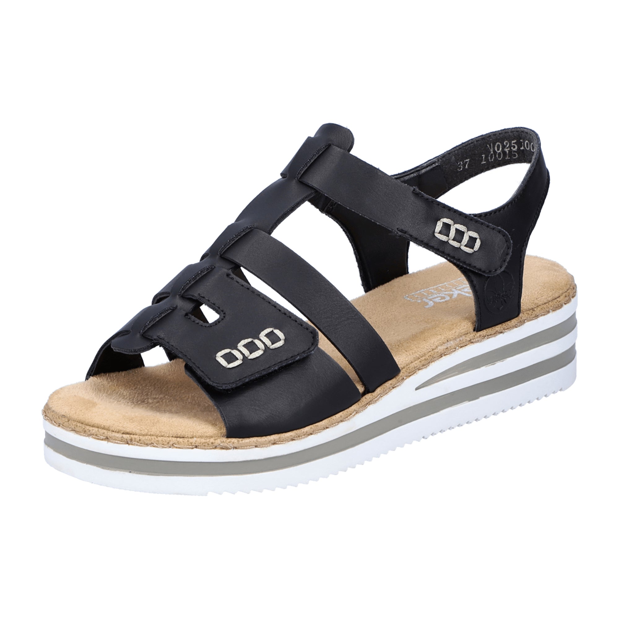 Rieker Women's Black Wedge Sandals Stylish Comfortable Footwear