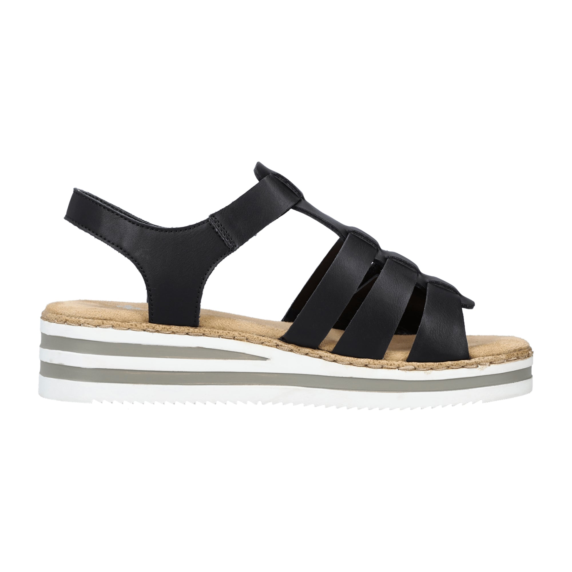 Rieker Women's Black Wedge Sandals Stylish Comfortable Footwear