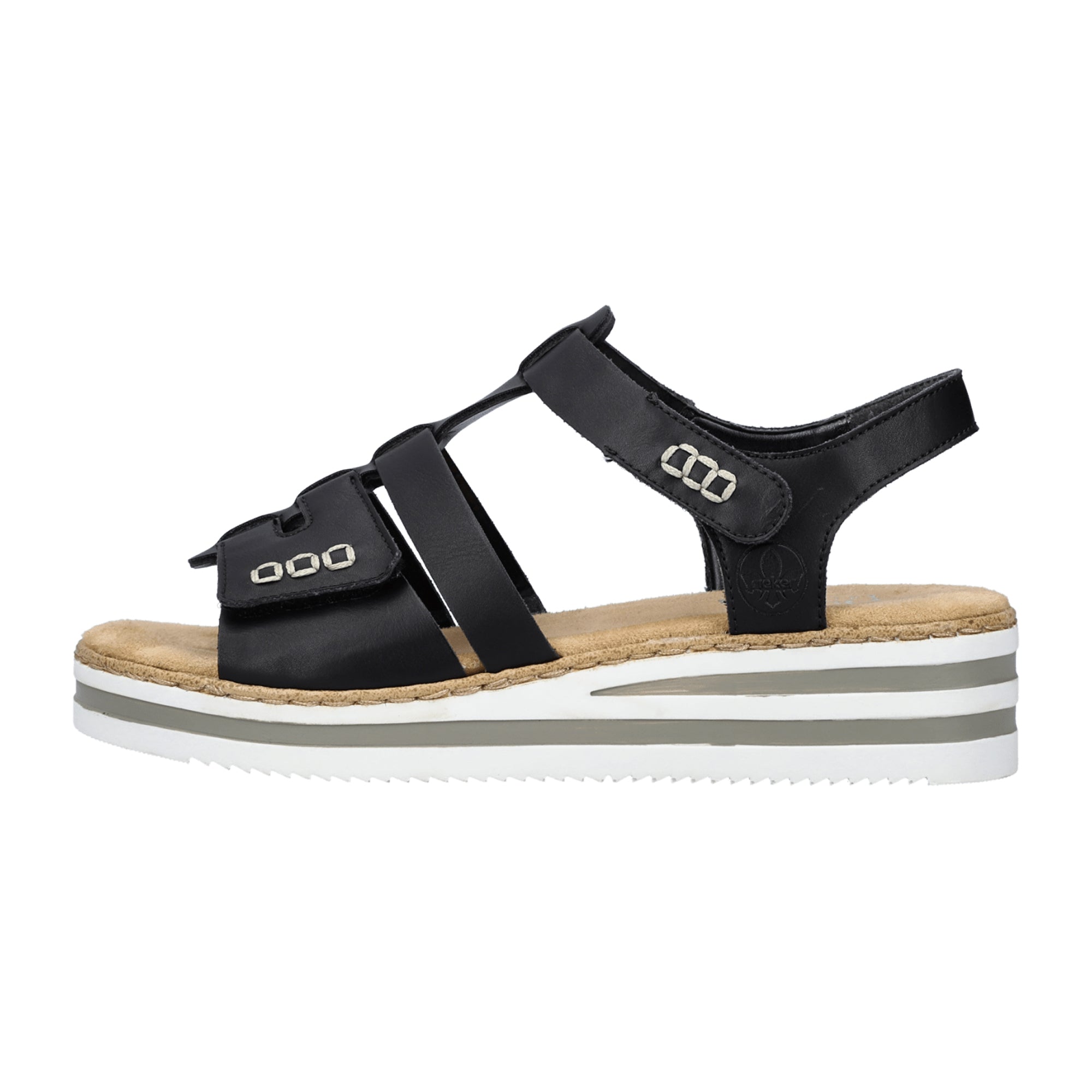 Rieker Women's Black Wedge Sandals Stylish Comfortable Footwear
