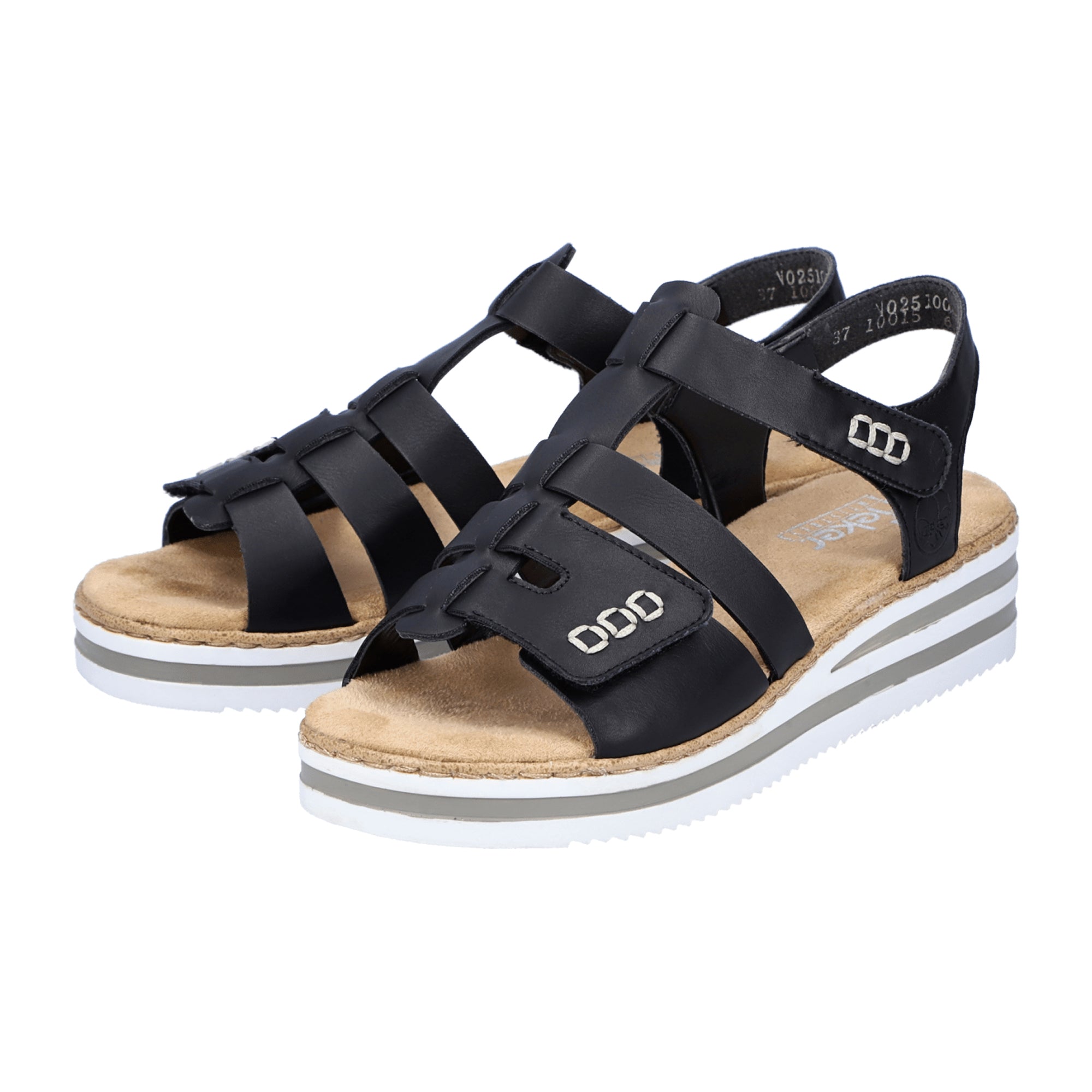 Rieker Women's Black Wedge Sandals Stylish Comfortable Footwear