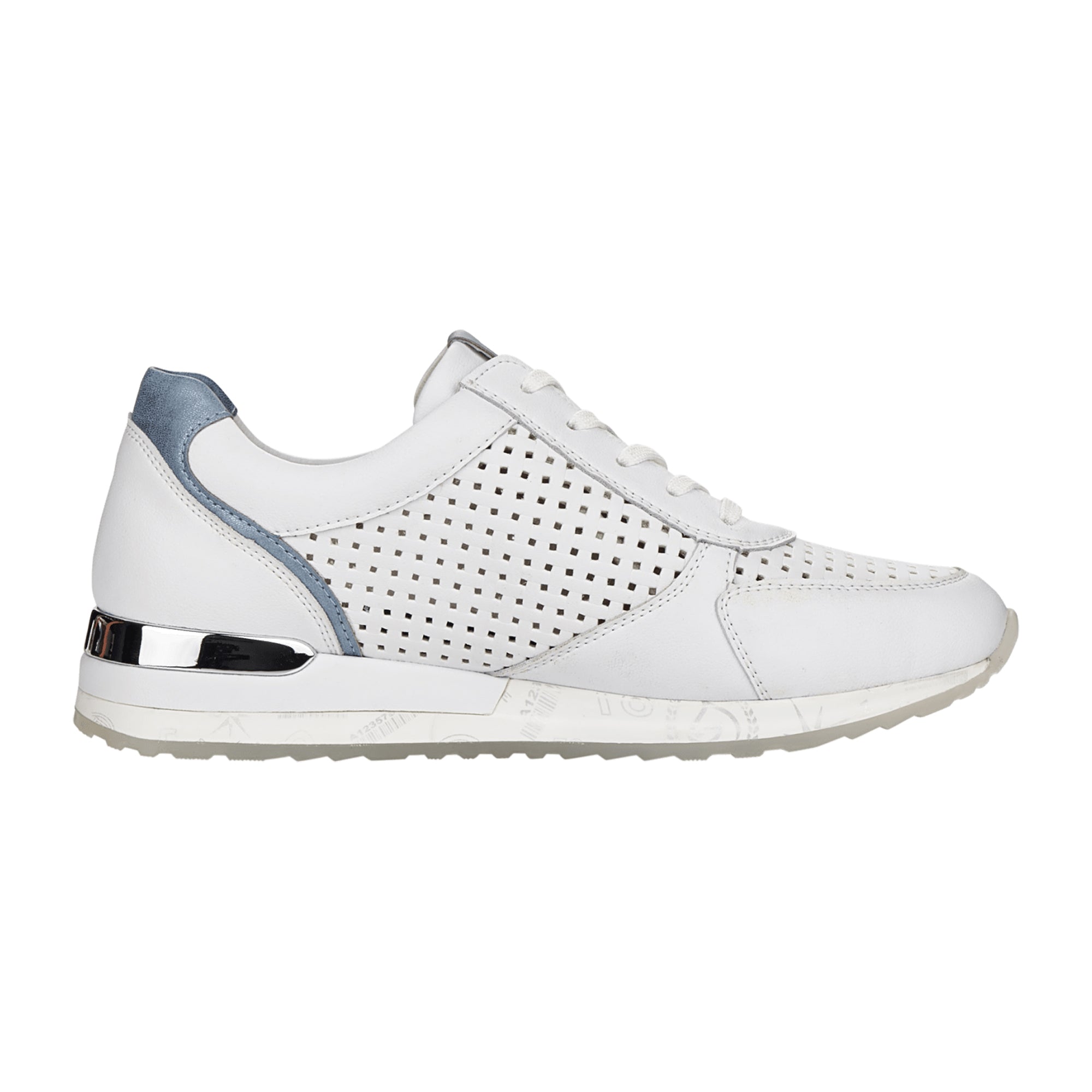 Remonte Women's White Leather Sneakers with Wedge Heel and Lace-Up Closure