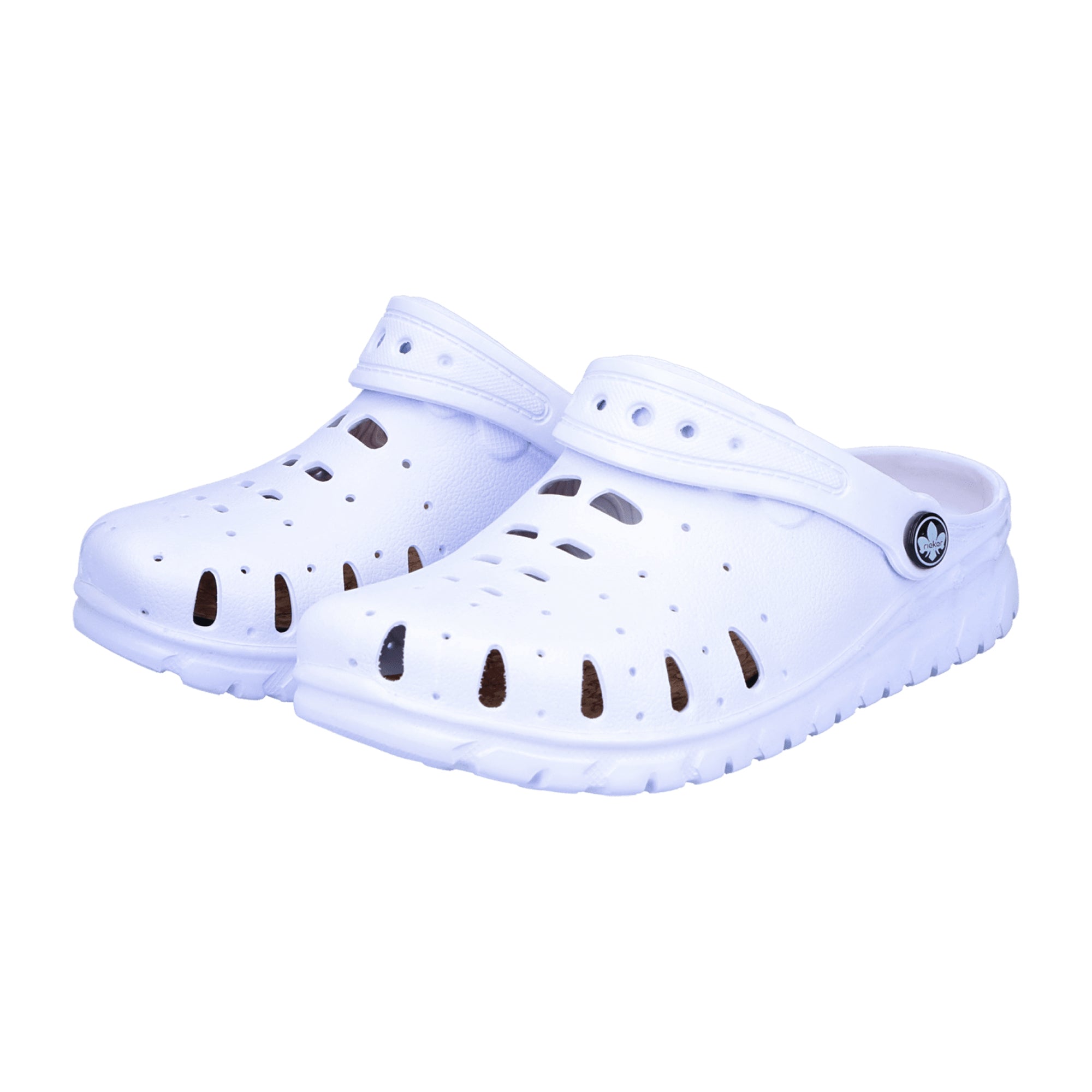 Rieker White Comfortable Slip-On Shoes for Women Synthetic Cork Insole