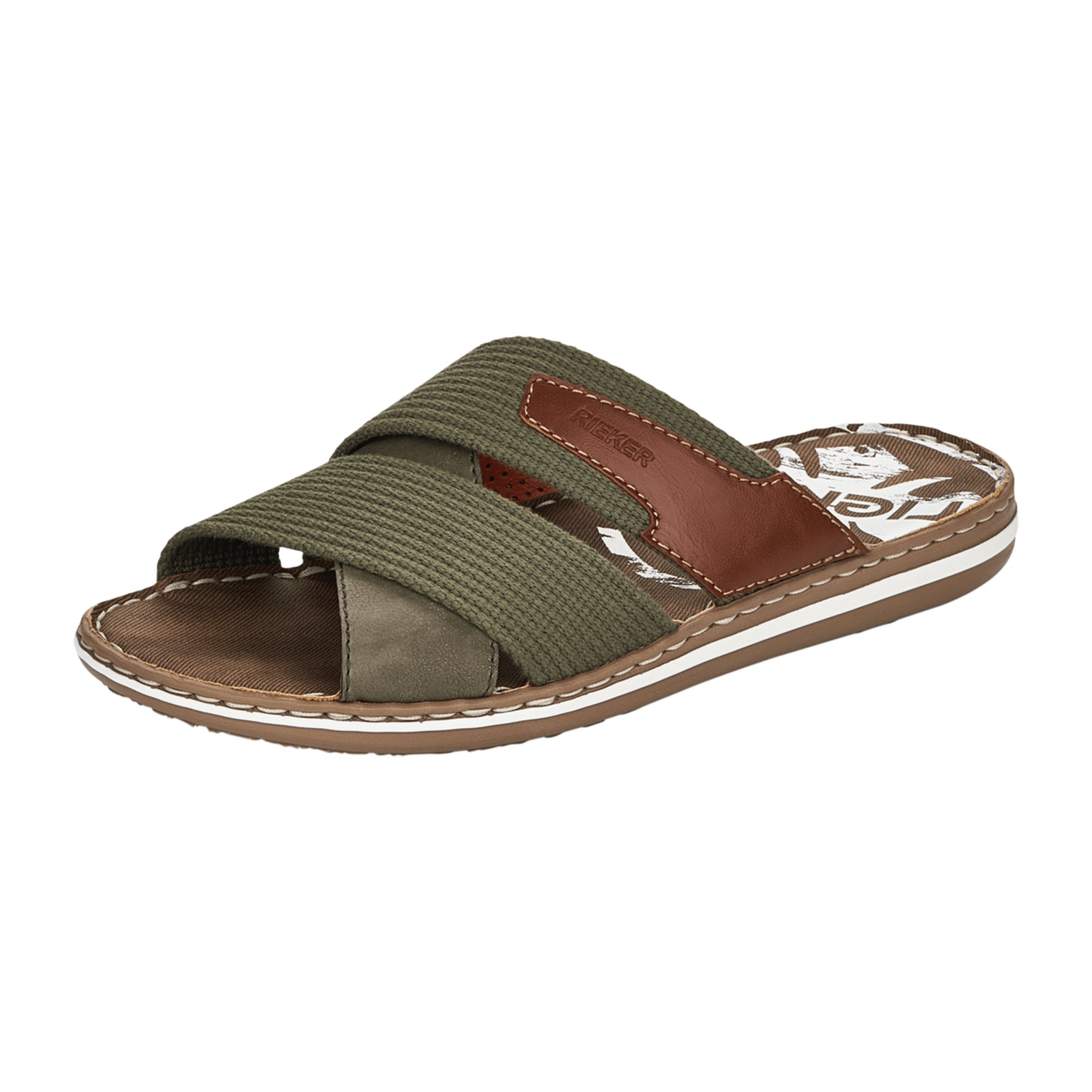 Rieker Olive Green Slip-On Sandals Comfortable Lightweight Shock Absorbing Sole