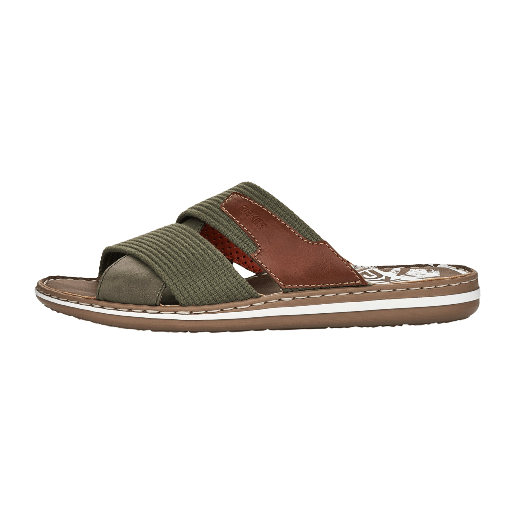 Rieker Olive Green Slip-On Sandals Comfortable Lightweight Shock Absorbing Sole