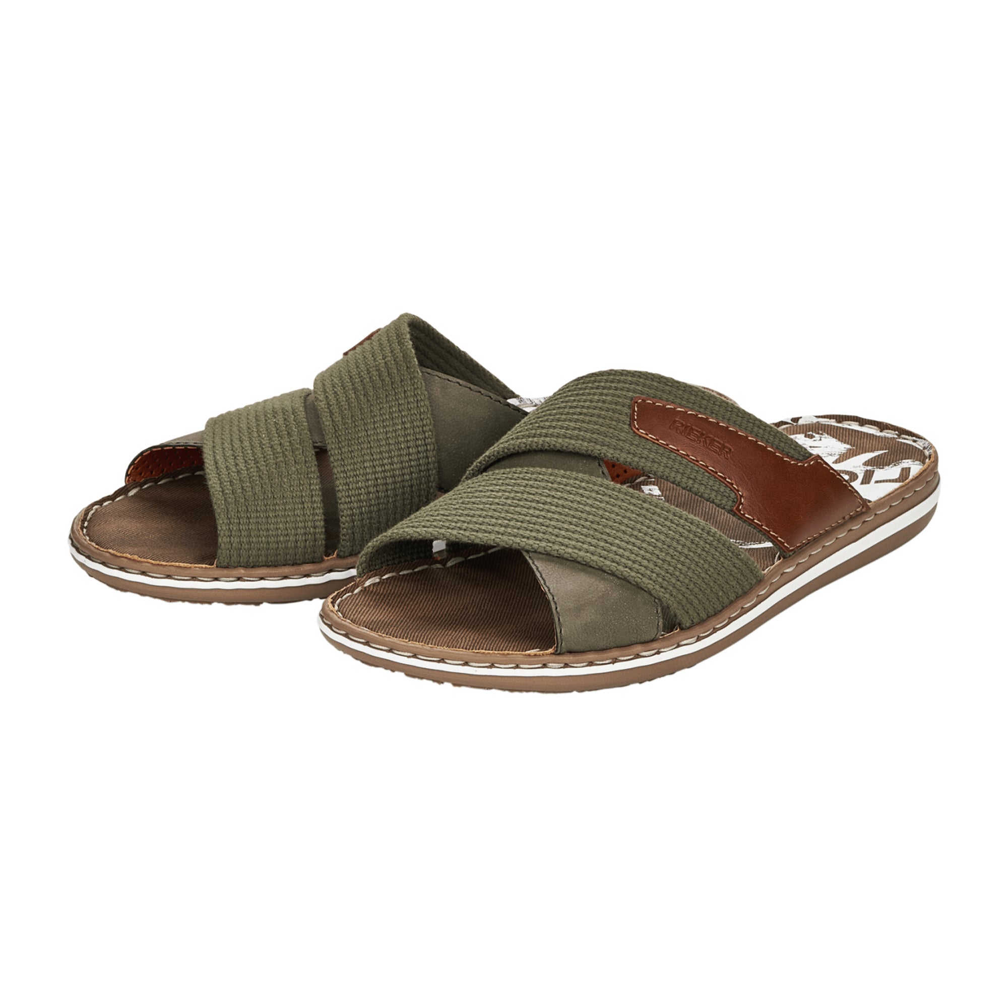 Rieker Olive Green Slip-On Sandals Comfortable Lightweight Shock Absorbing Sole