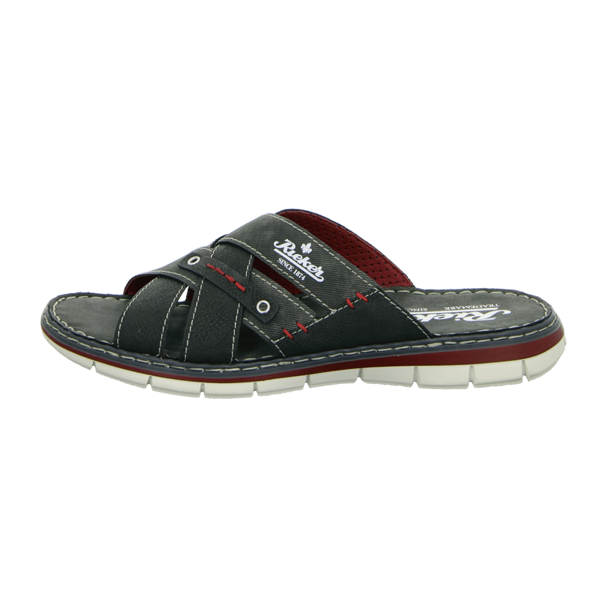 Rieker Comfortable Black Slide Sandals for Men Made from Smooth Synthetic Leather