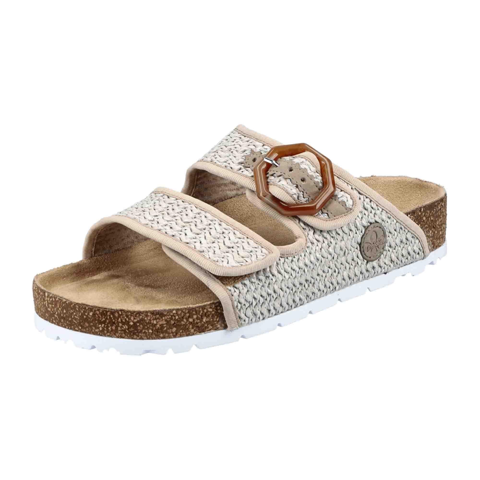 Rieker 6939060 Beige Women's Sandals with Velcro Strap and Open Toe
