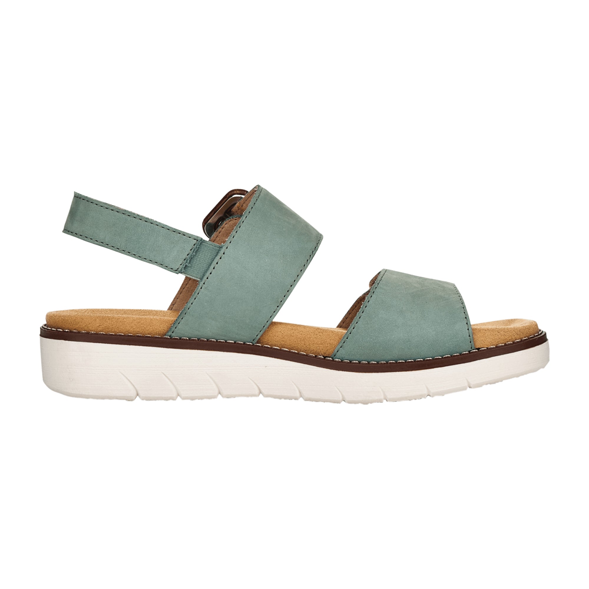 Remonte Women's Green Nubuck Leather Sandals with Adjustable Straps and Comfort Sole