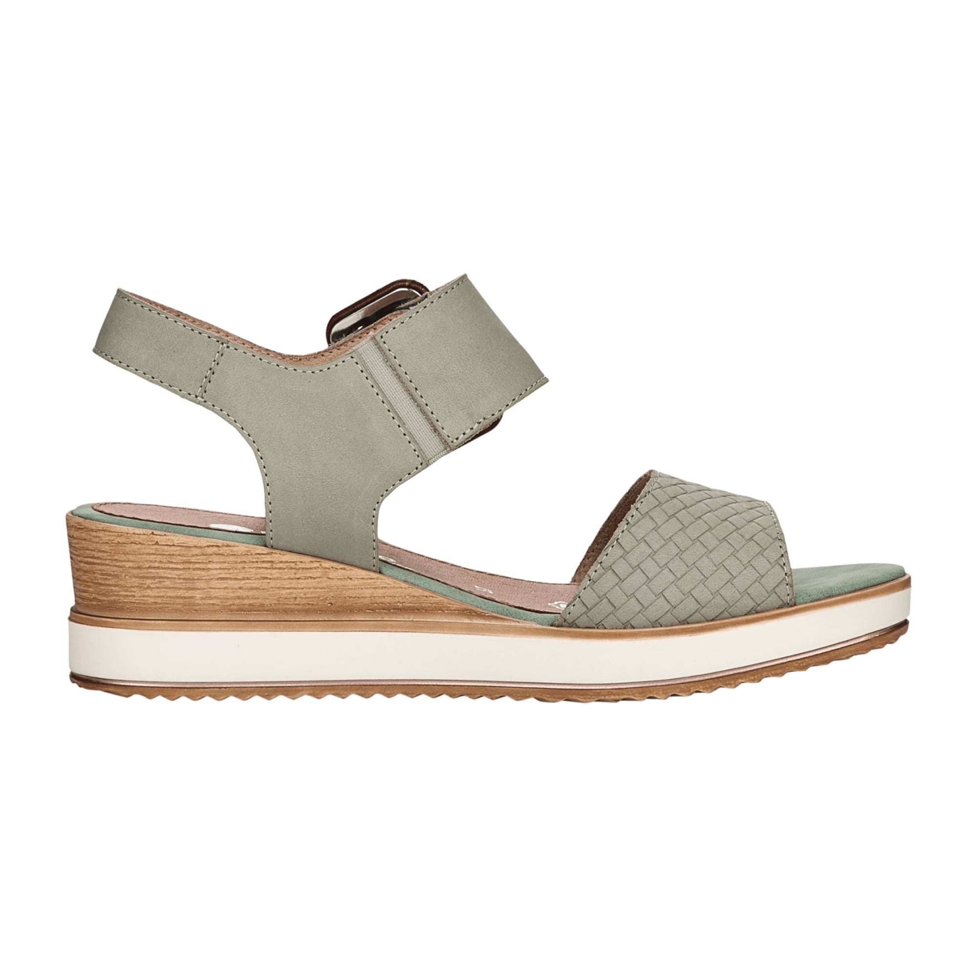 Remonte Women's Green Comfort Sandals with Cushioned Sole and Velcro Strap