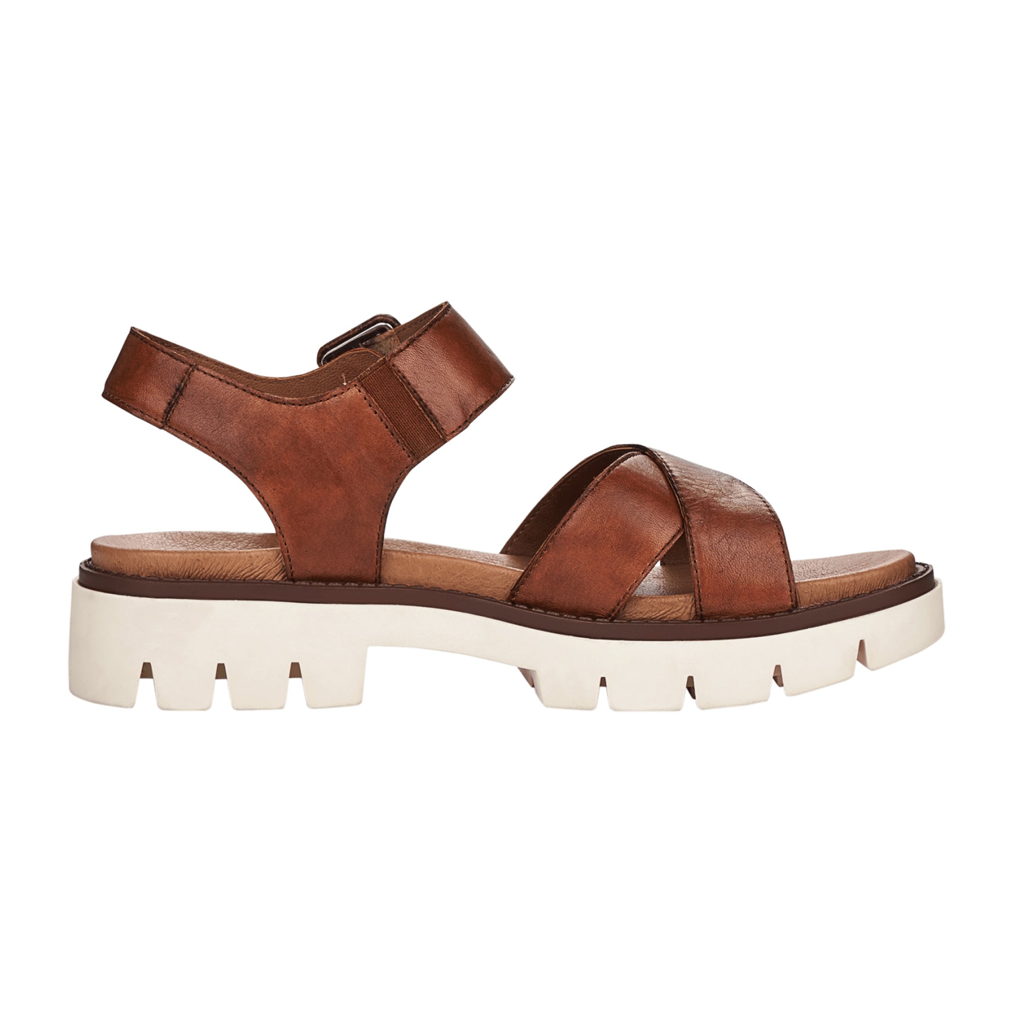 Remonte Brown Leather Sandals for Women with Adjustable Straps and Soft Footbed
