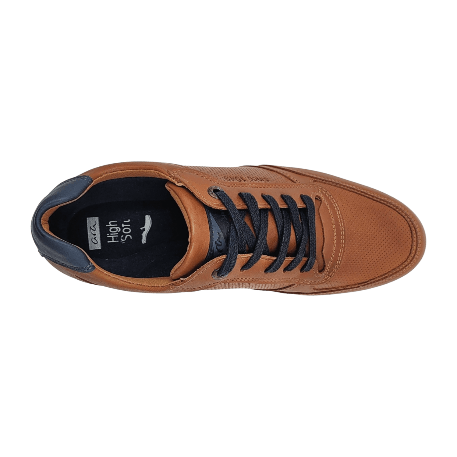 ARA Men's Brown Smooth Leather High-Top Lace-Up Shoes with Round Toe, Rubber Sole, and Cold-Weather Lining