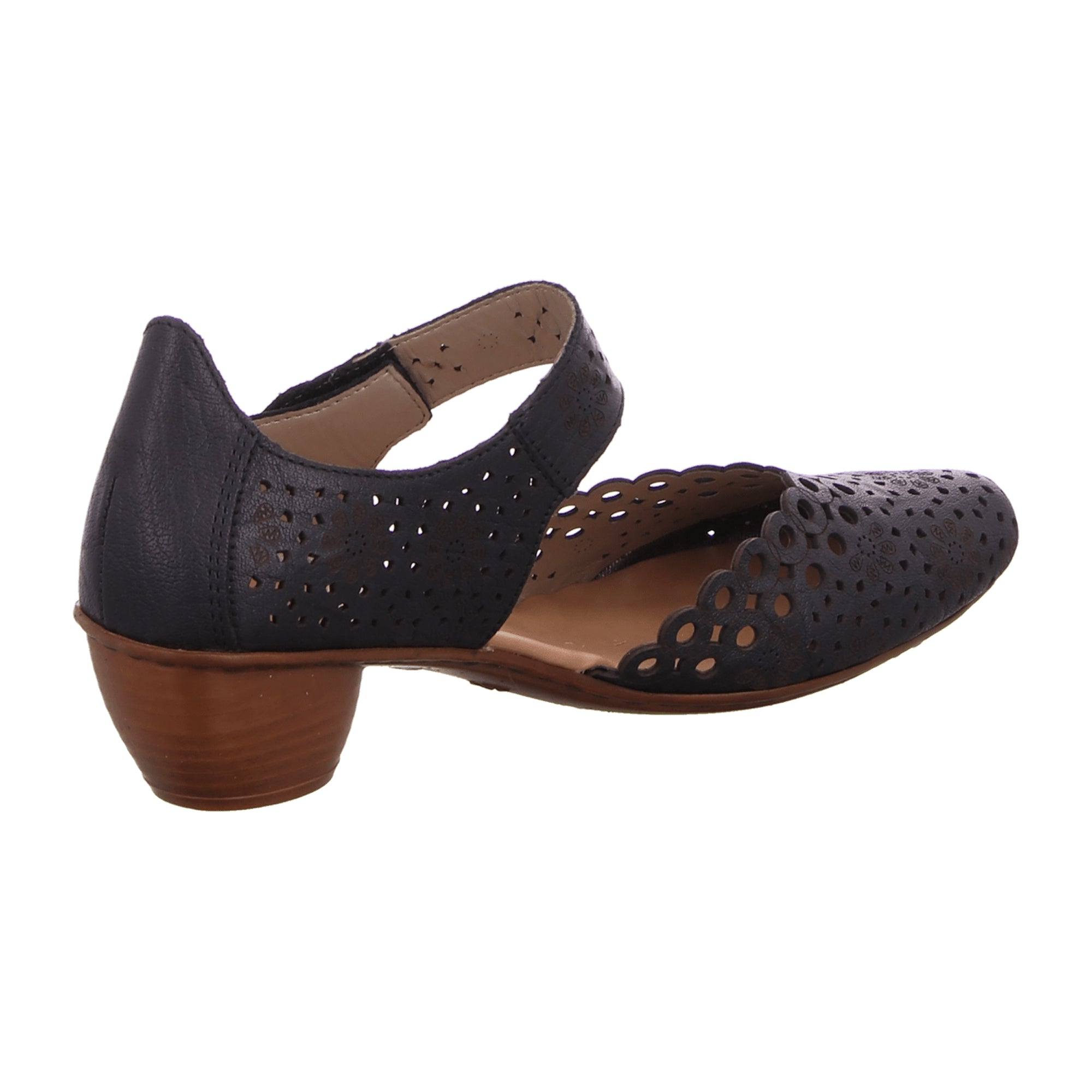 Rieker Women's Black Comfort Sandals with Adjustable Strap and Block Heel