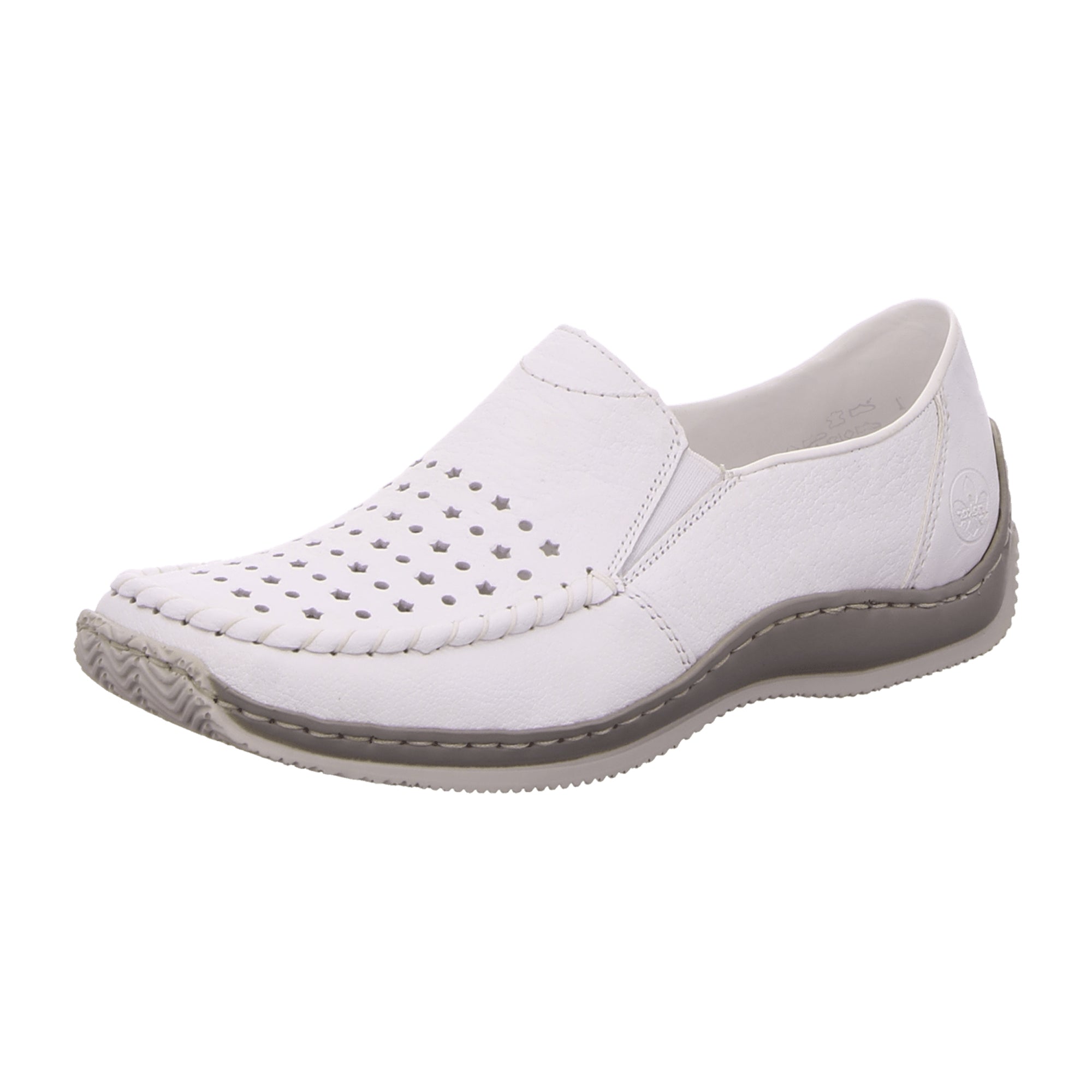 Rieker Comfortable Women's Slip-On White Leather Shoes with Elastic Insert