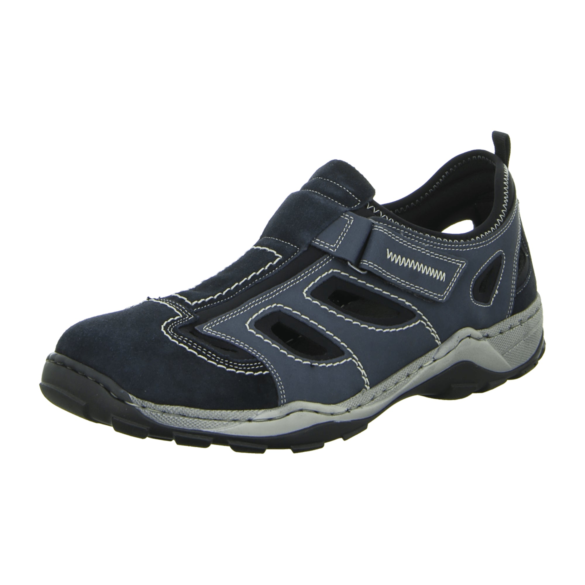 Rieker Blue Closed Heel Sandal with Velcro Comfortable Shock-Absorbing Sole