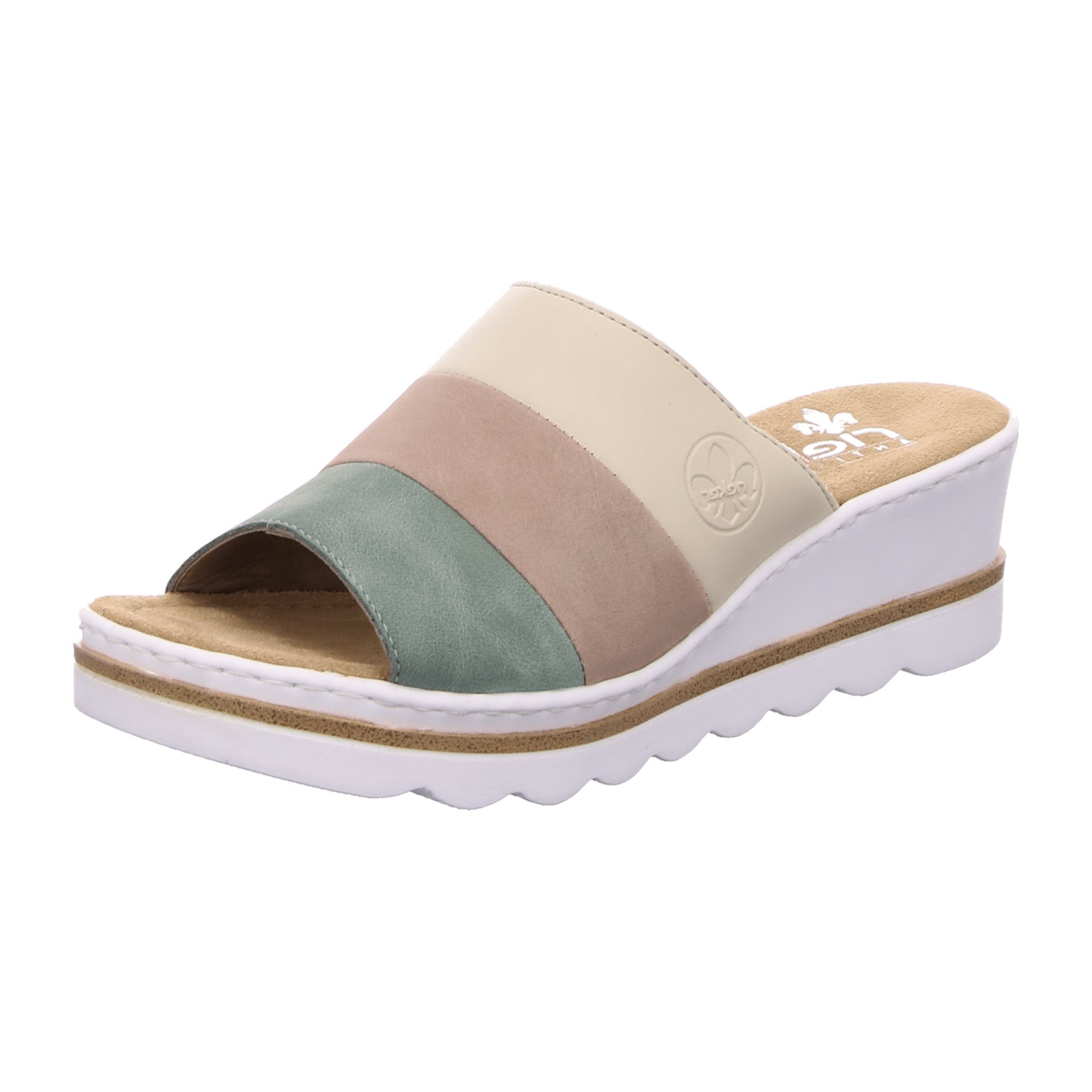 Rieker FSK Women's Green Sandals Comfortable Wedge Heel for Spring Summer