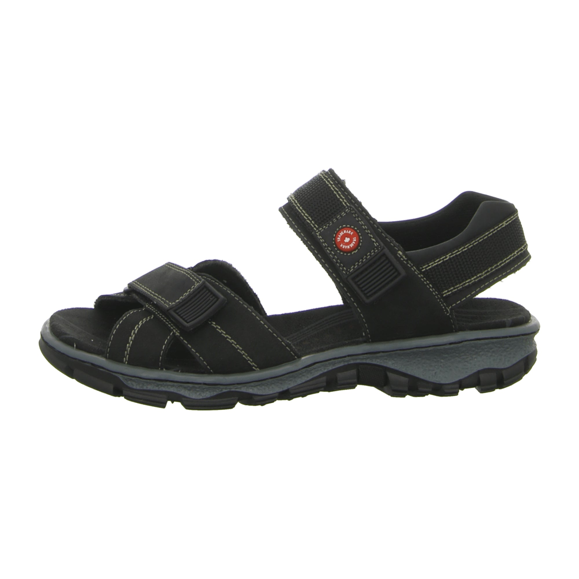 Rieker Women's Black Comfort Sandals with Velcro Strap and Cushioned Sole