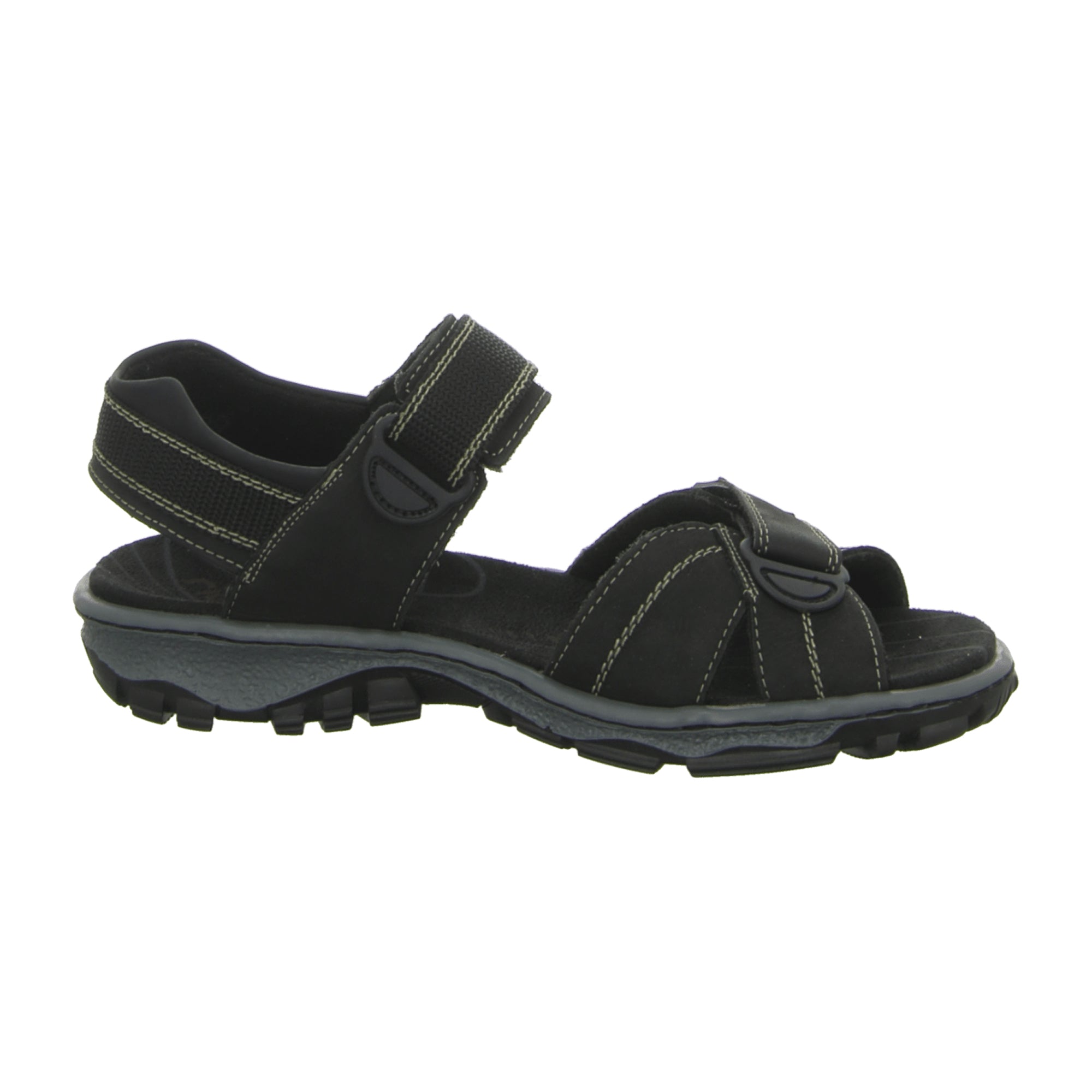 Rieker Women's Black Comfort Sandals with Velcro Strap and Cushioned Sole