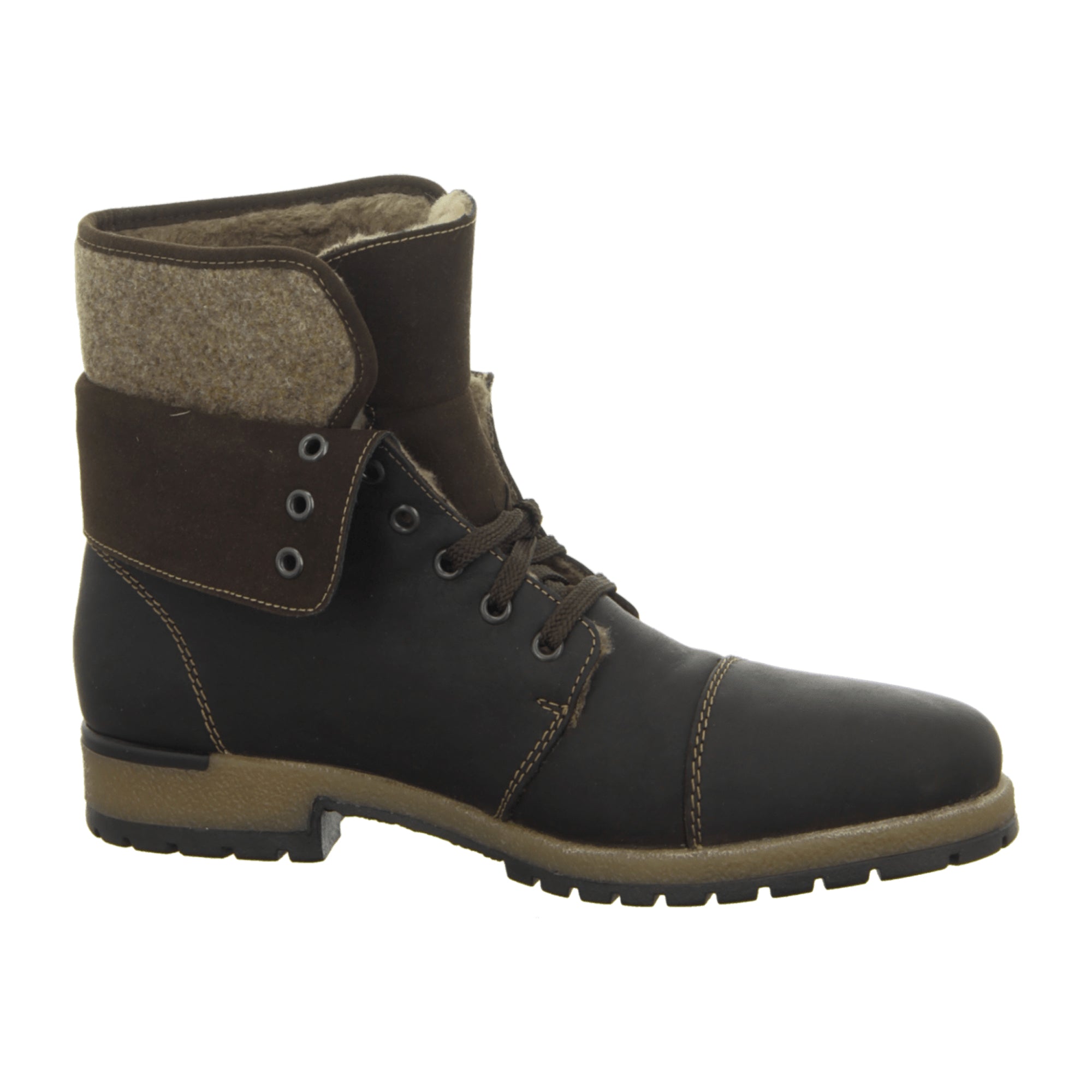 Rieker Brown Leather Men's Boots Lace-Up Ankle High Fall Winter