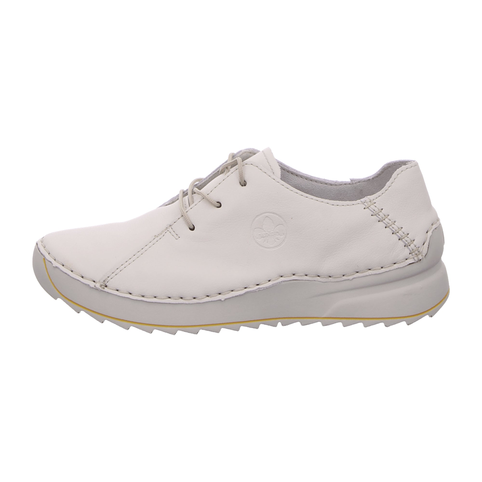 Rieker Comfortable White Lace-Up Shoes for Women Synthetic Textile Lining