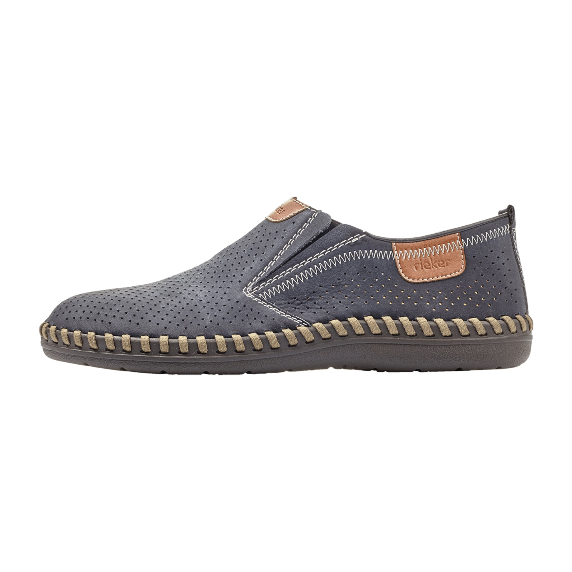 Rieker Comfortable Blue Men's Slip-On Shoes with Shock Absorbing Sole