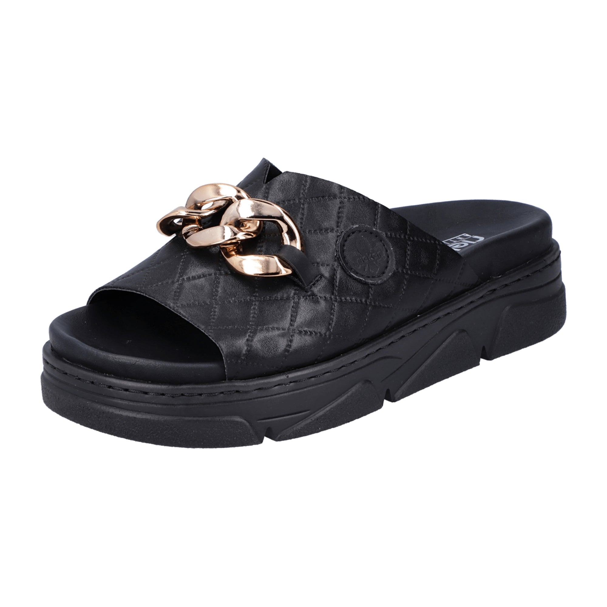 Rieker FSK Women's Black Sandals Slip-On Synthetic Leather Spring Summer Shoes