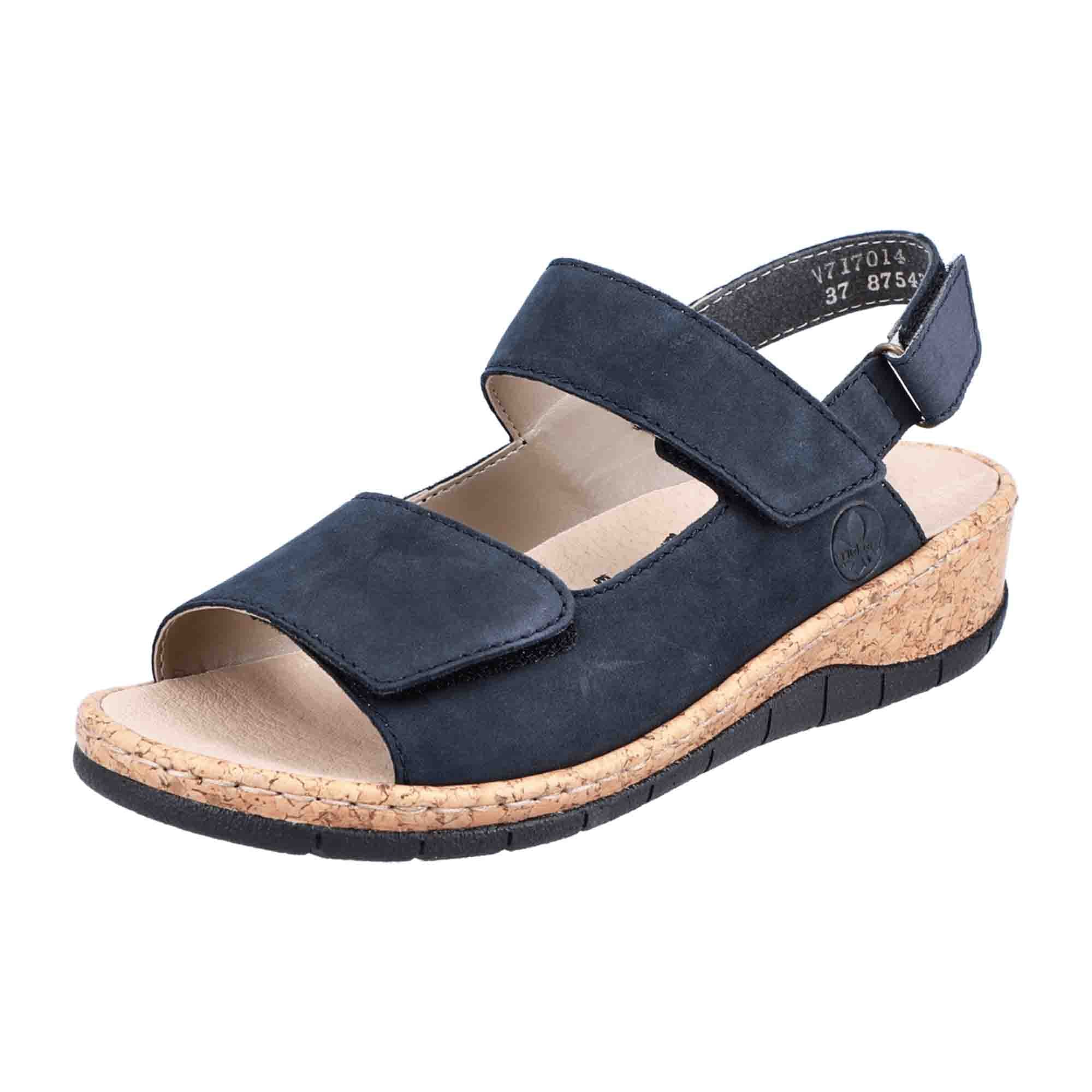 Rieker Comfort Sandals for Kids Blue Leather Straps with Velcro Closure