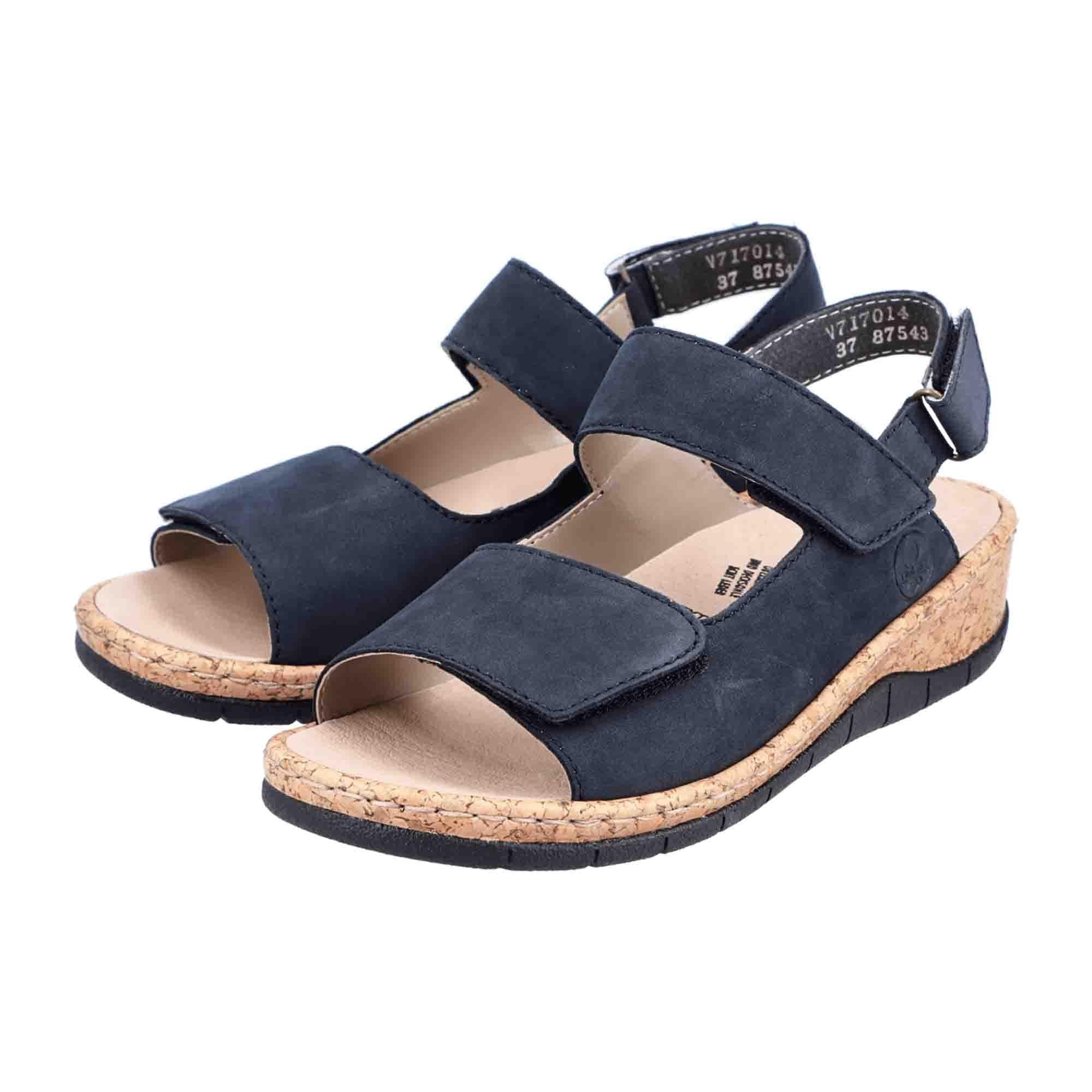 Rieker Comfort Sandals for Kids Blue Leather Straps with Velcro Closure