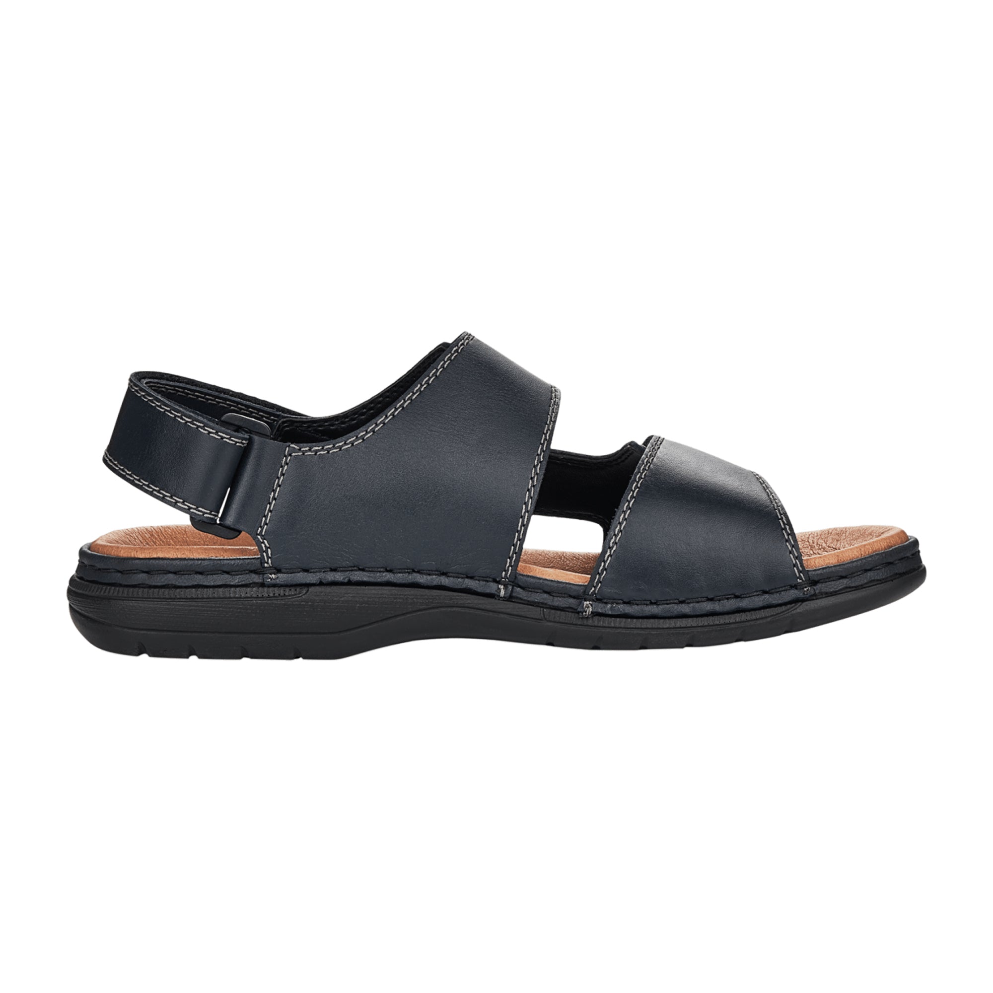 Rieker Men's Blue Leather Sandals Comfortable Shock Absorbing Easy Velcro Strap