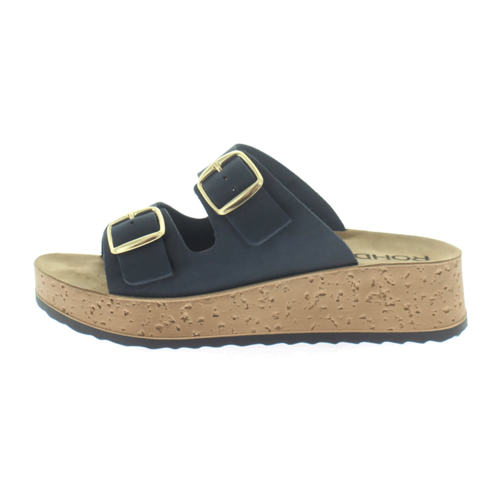 Rohde Comfortable Women's Blue Nubuck Leather Sandals with Wedge Heel