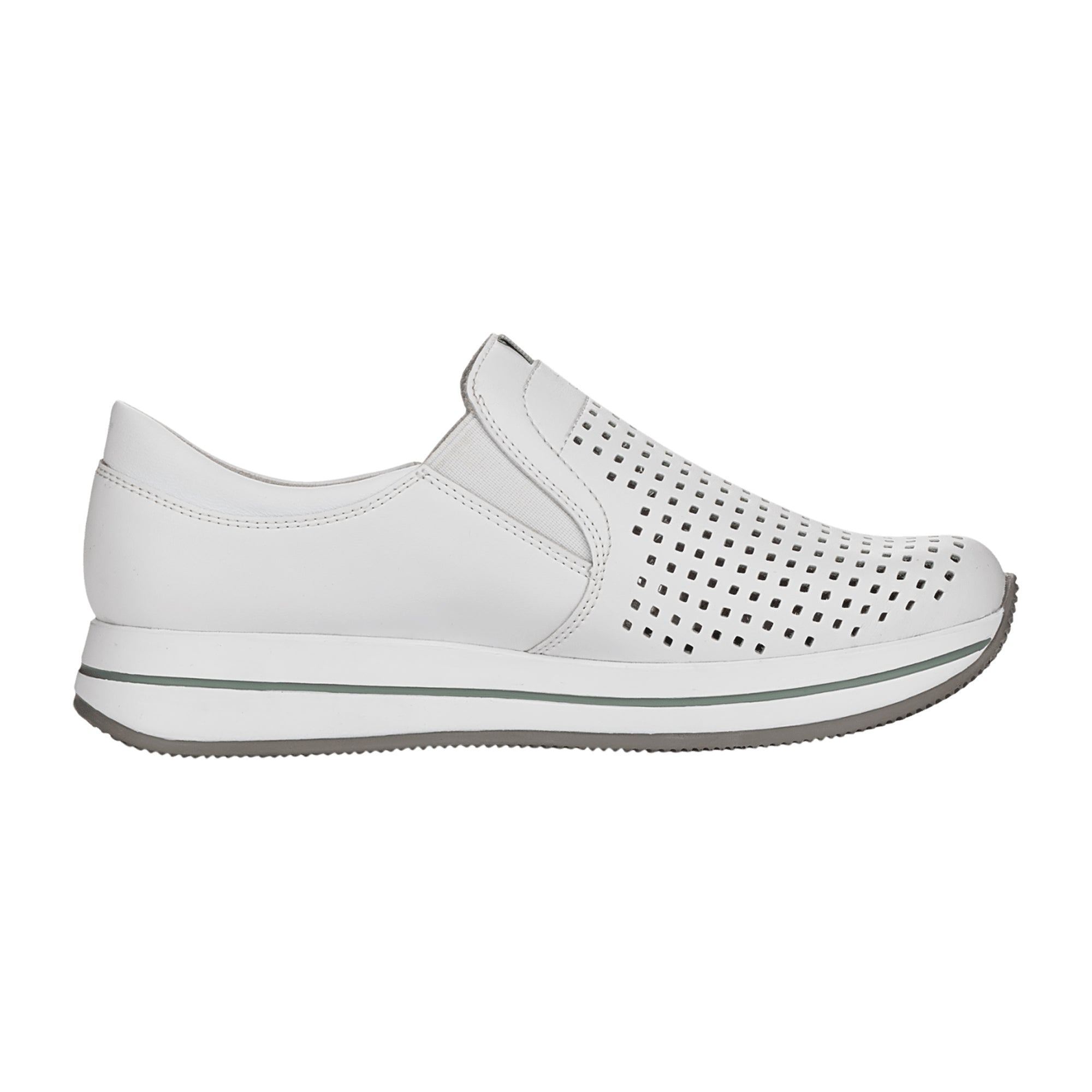 Rieker Women's White Leather Slip-On Shoes with Comfort Insoles and Elastic Insert