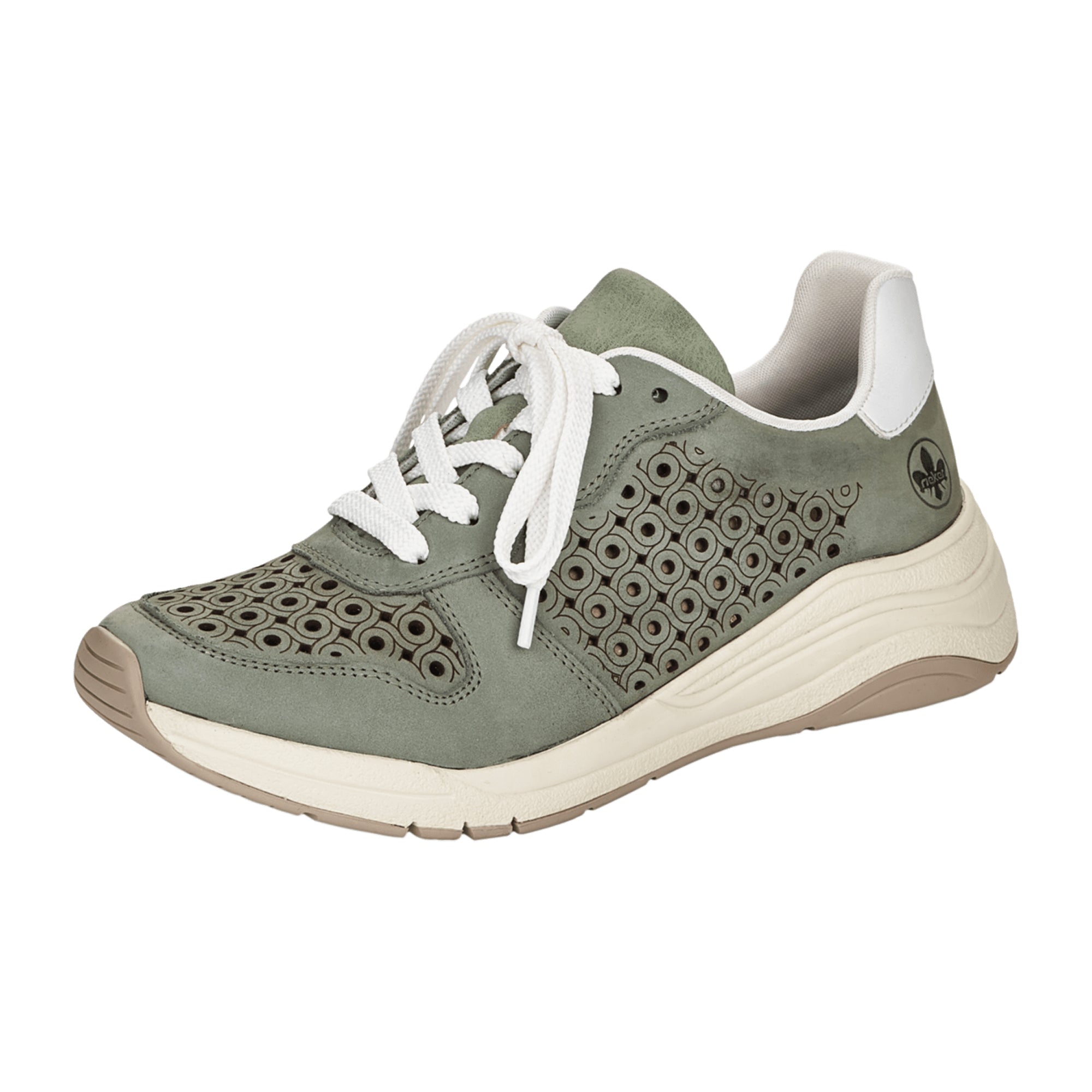 Rieker M0602 Women's Green Flat Shoes with Laces